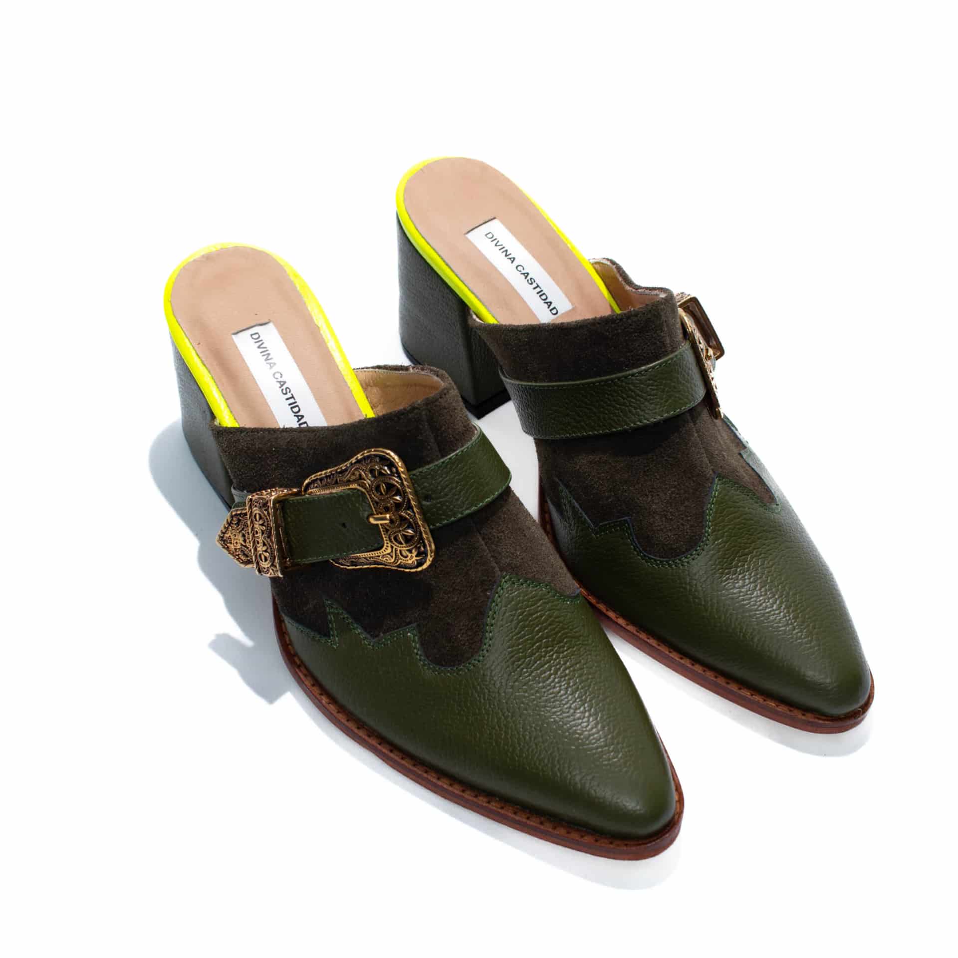 Olive Green Canvas Mules - miniatura 6