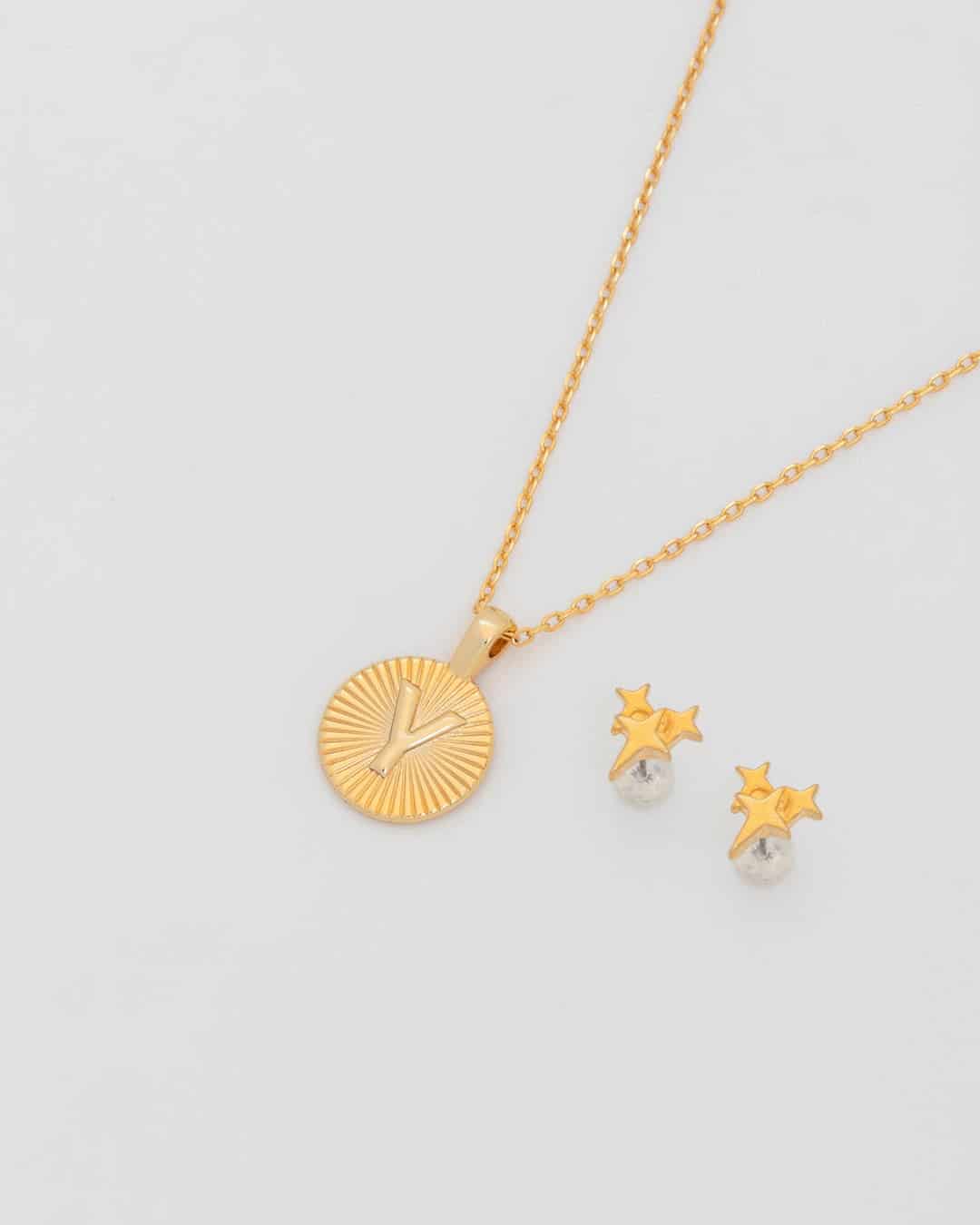 Collar Letra Destellos + Aretes - miniatura 12