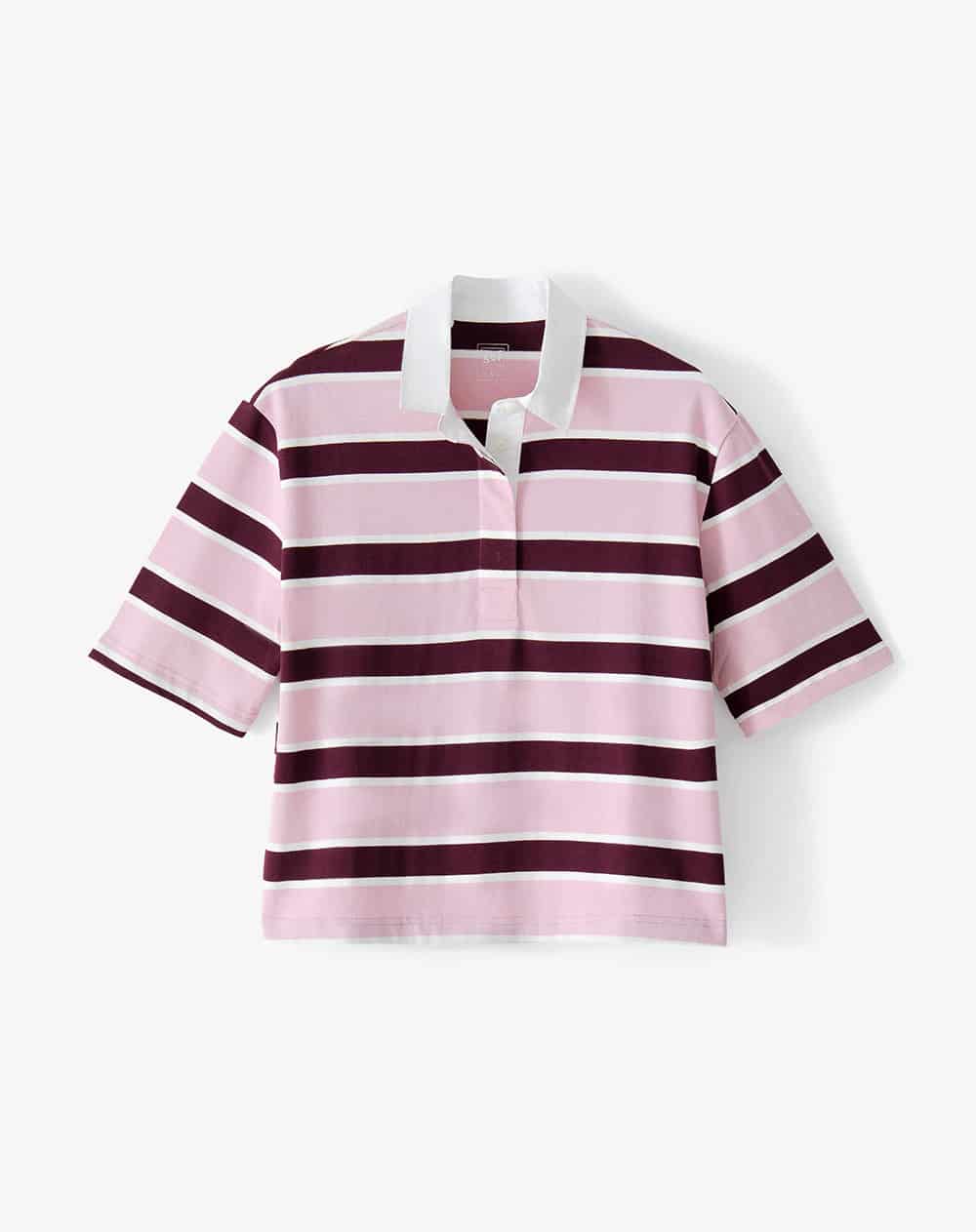 Polo manga corta oversize algodón rayas mujer - miniatura 6