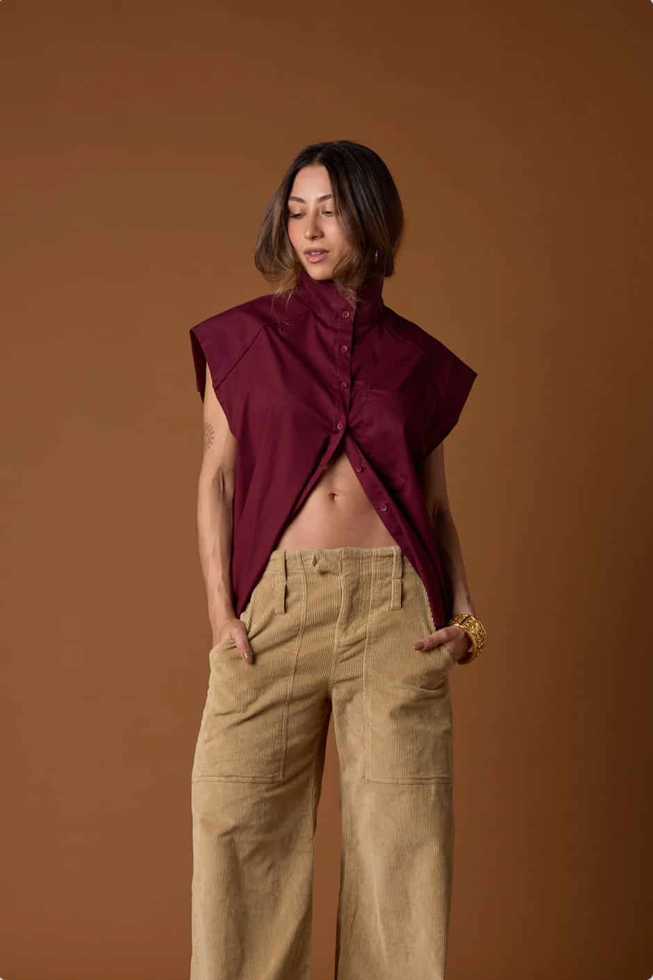 Tinto Funnel-Neck Shirt | Vino - miniatura 5