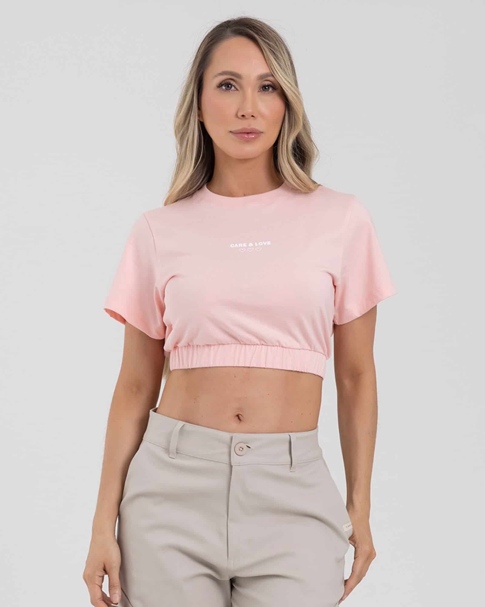 Camiseta airy care & love rosa pastel new dawn FIBER - miniatura 1