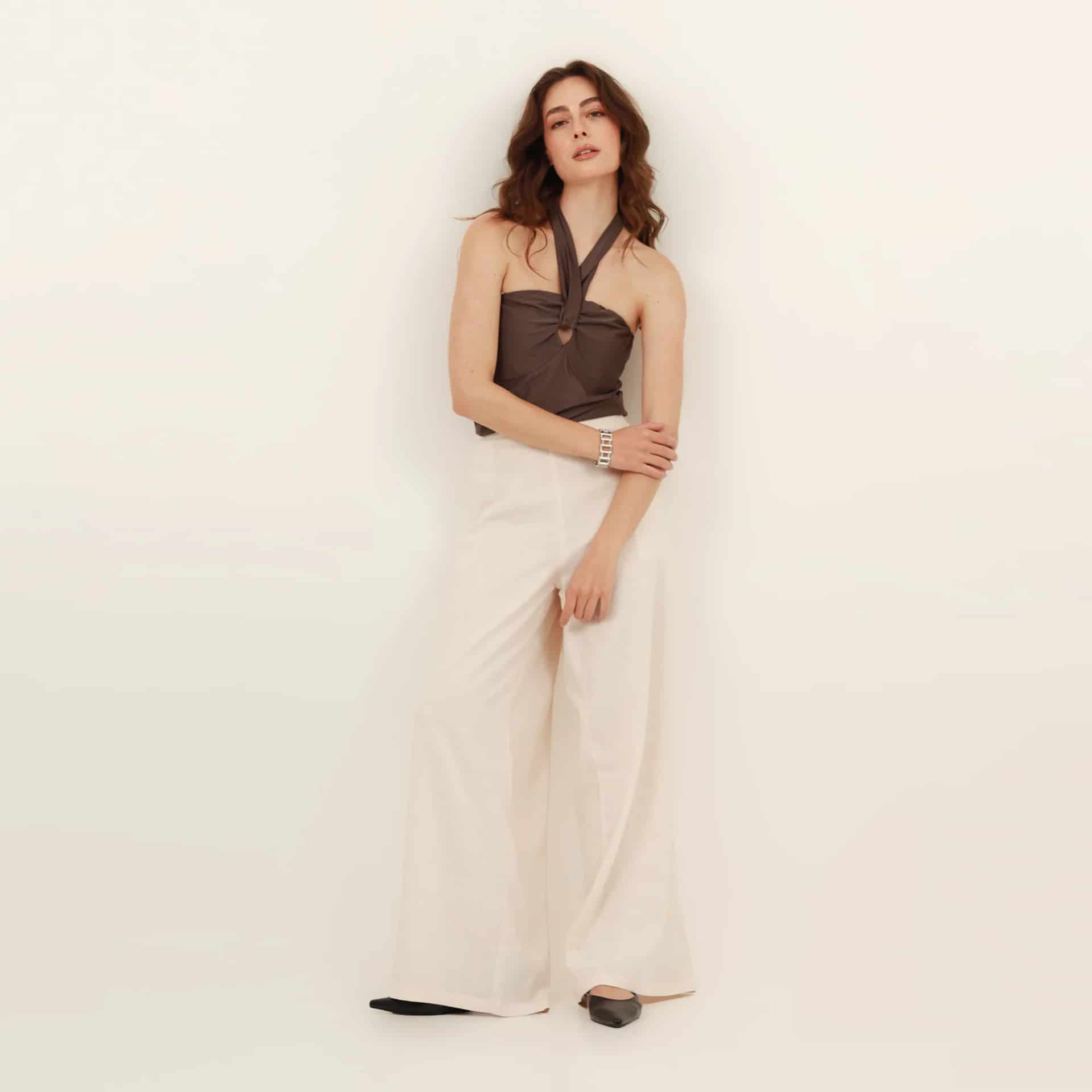 Pantalón palazzo bota ancha con elastico en cintura - miniatura 5