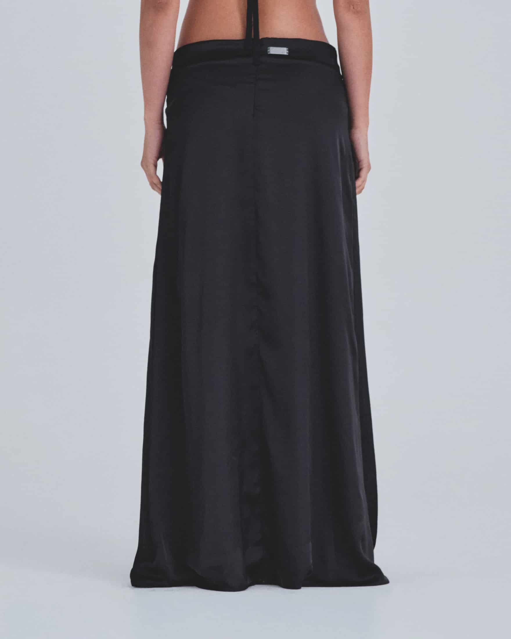 Basics Silk Long Skirt Black - miniatura 7