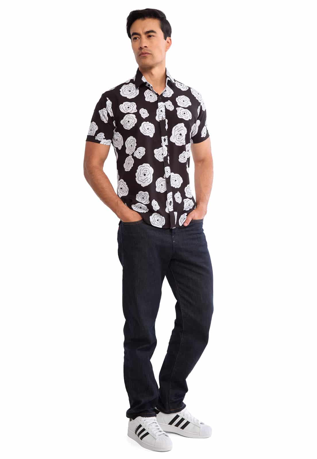 Camisa manga corta floral negra - miniatura 4