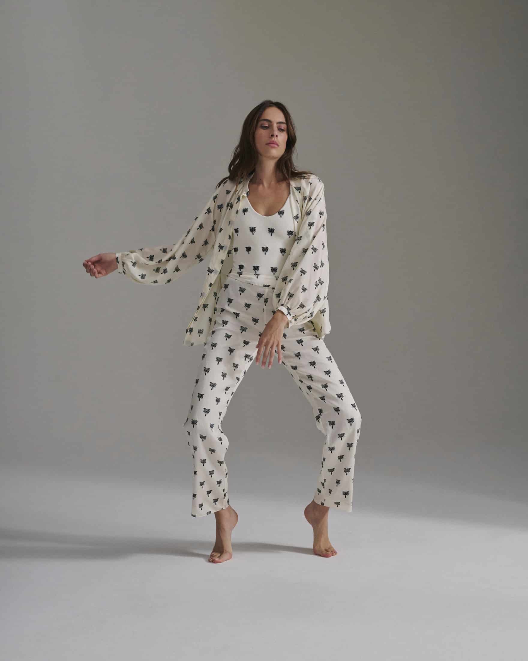 Don Simon Martellato Silk Shirt / Ivory - Black Polka Palms - miniatura 4