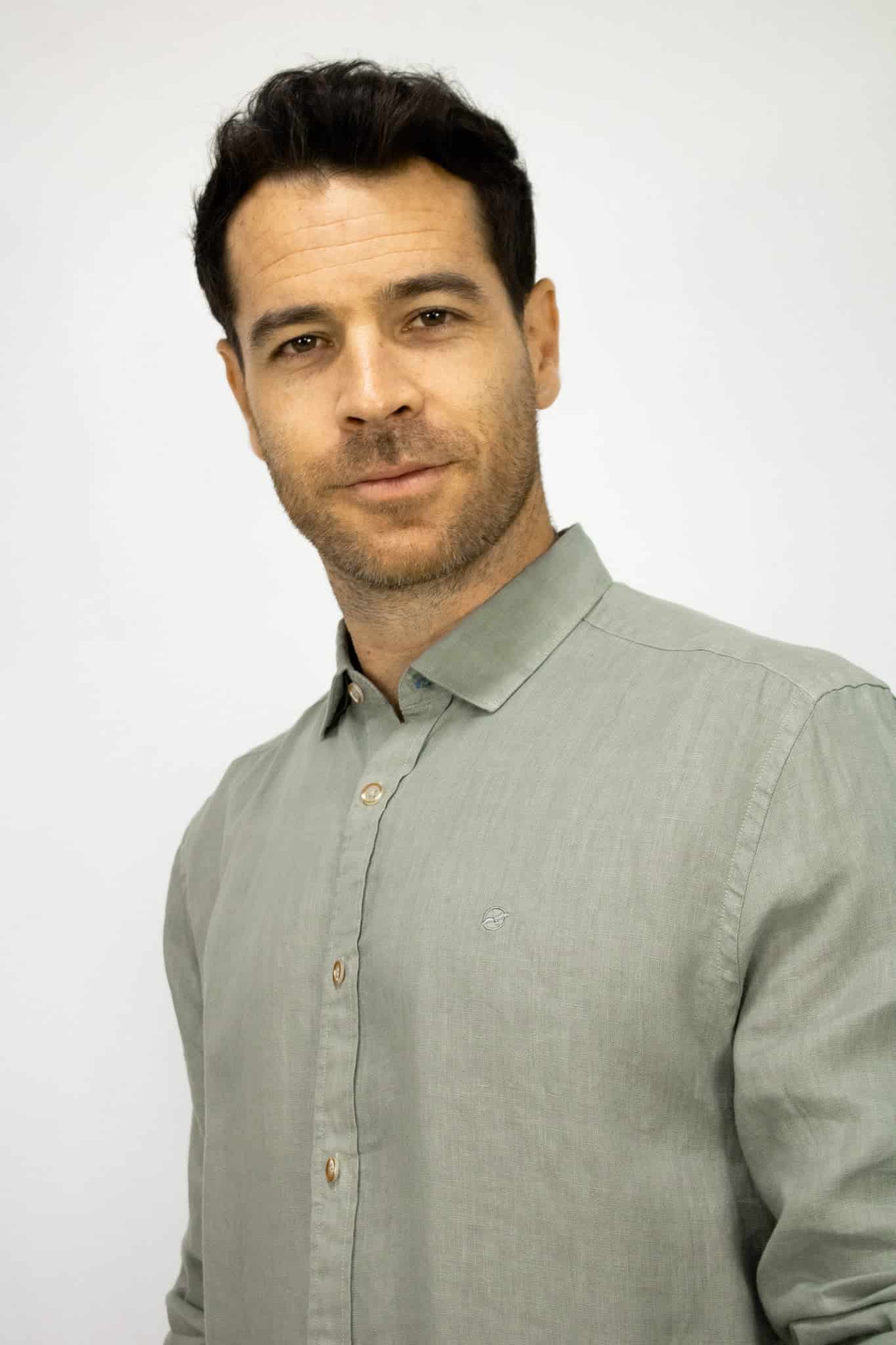 CAMISA LINO MANGA LARGA VERDE PARA HOMBRE - miniatura 4