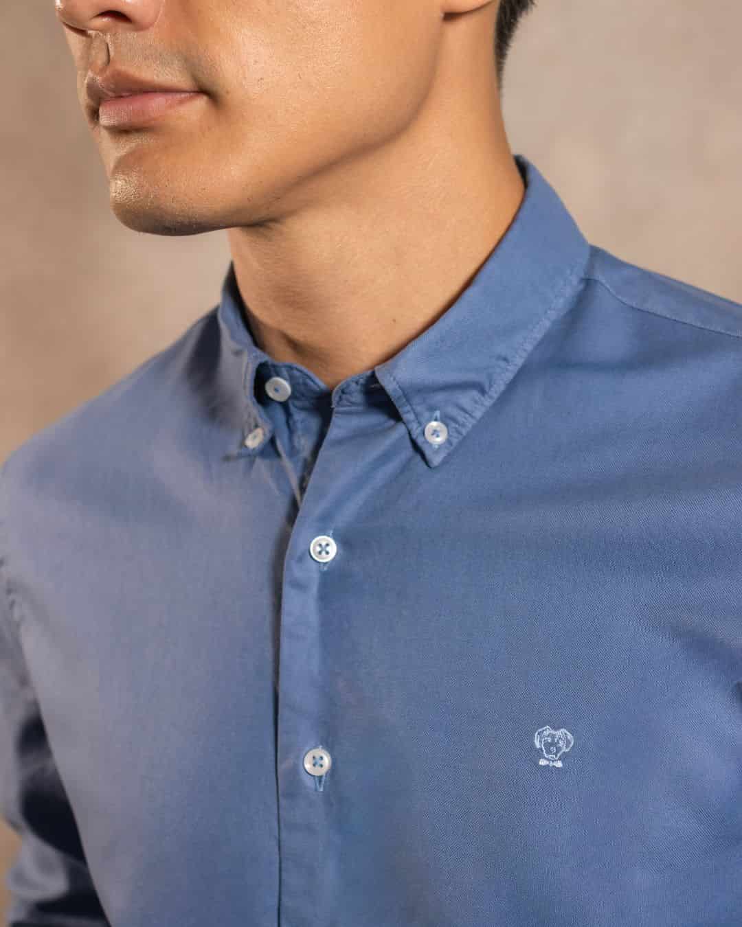 Camisa Antimanchas Oxford Azul Chino - Talla Regular - miniatura 2