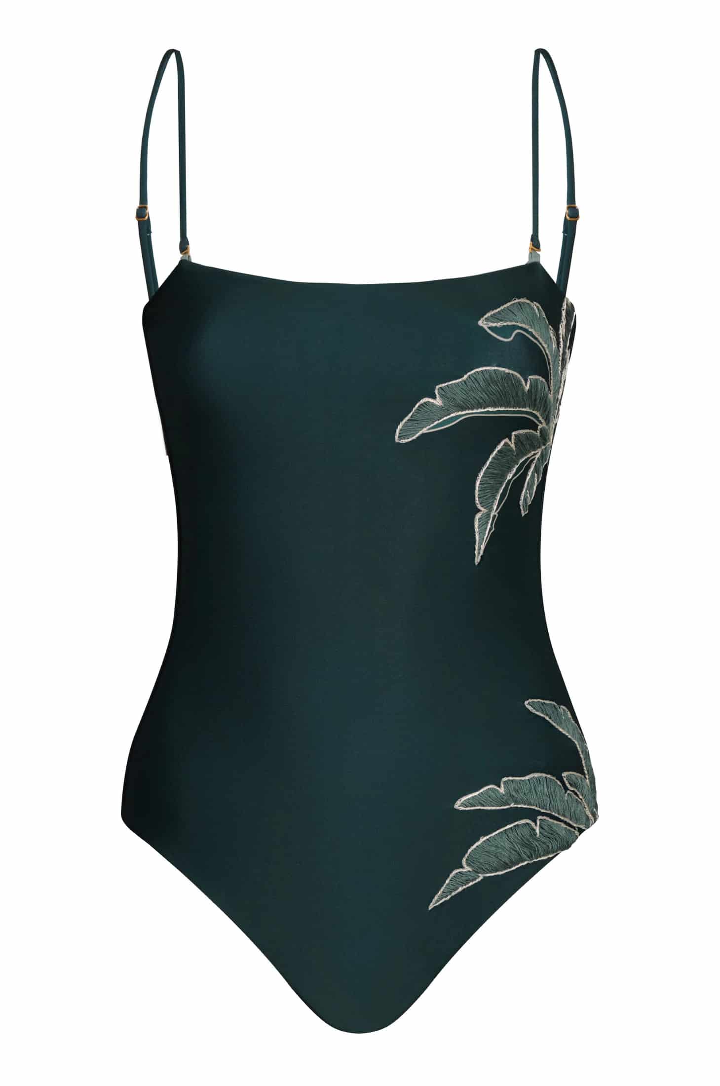 Esteros Hand Embroidered One Piece / Aquamarine Palms - Metallic Mint - miniatura 1