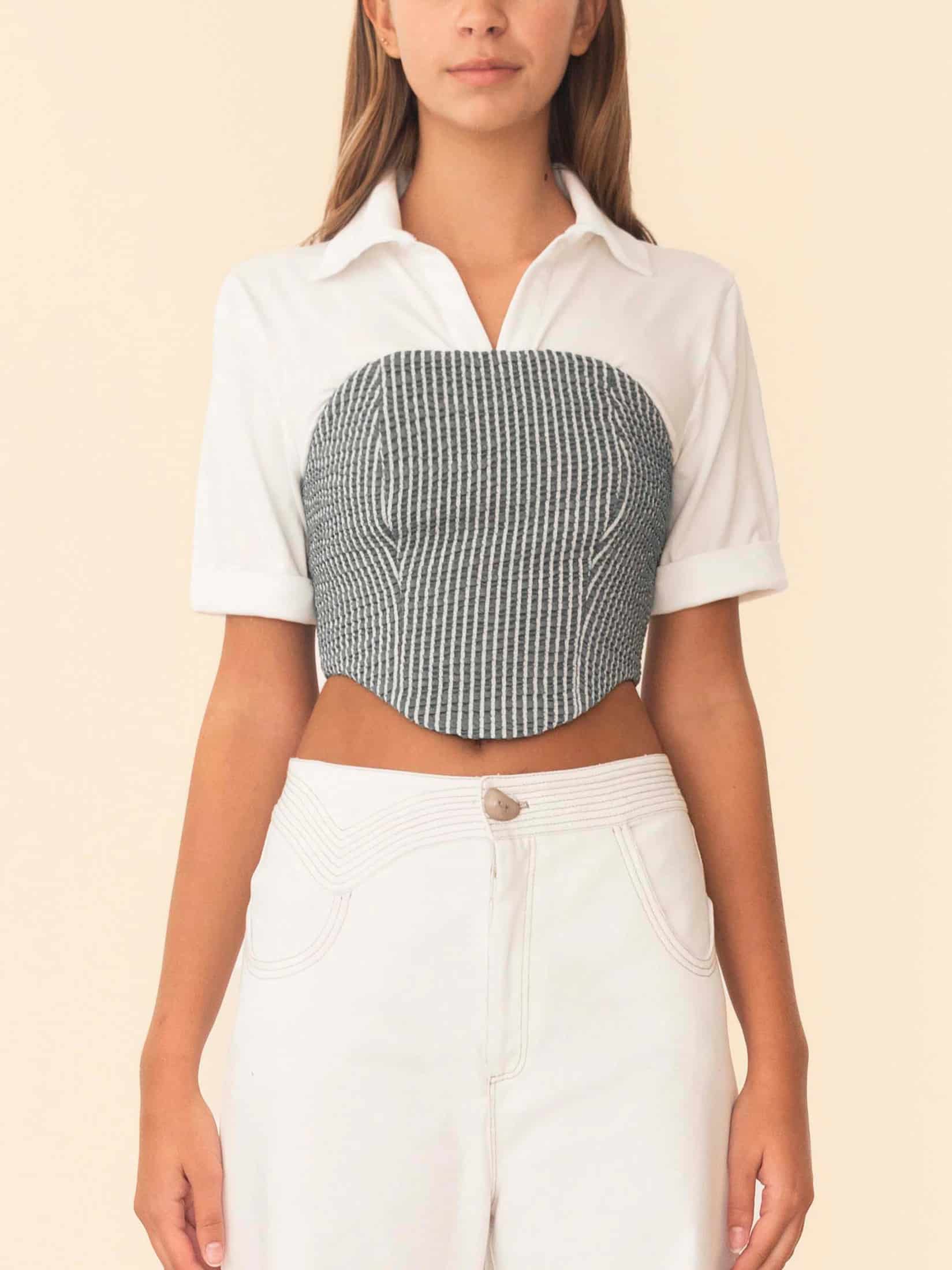 SEFINA TOP GREEN STRIPES - miniatura 1