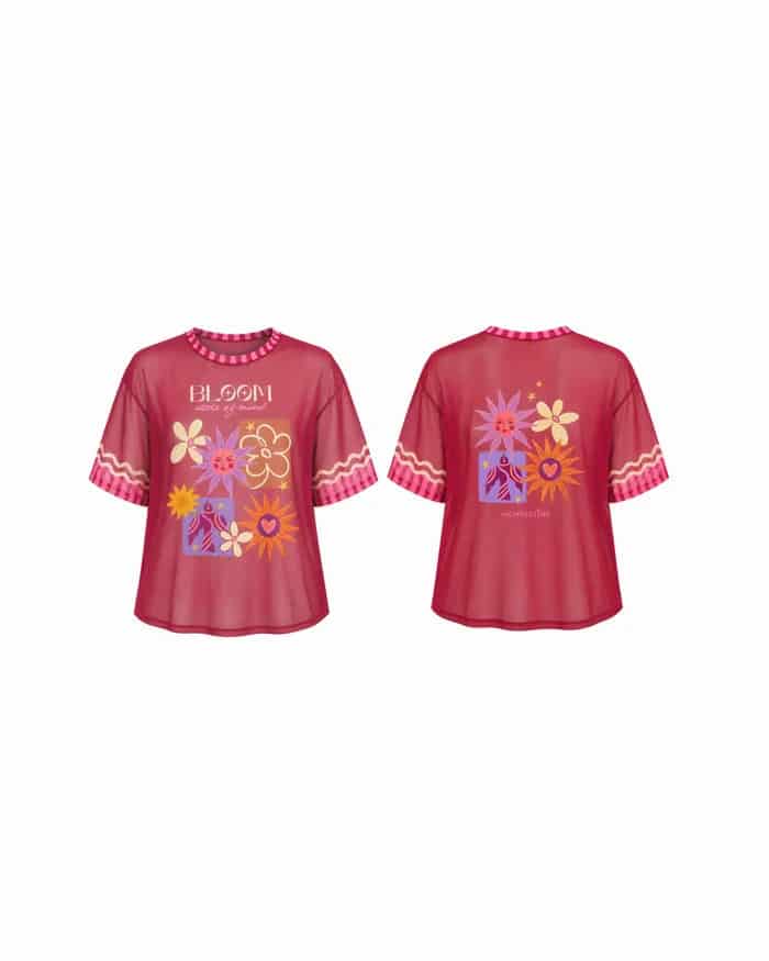 Bloom Mesh Shirt Vino Tinto - miniatura 3