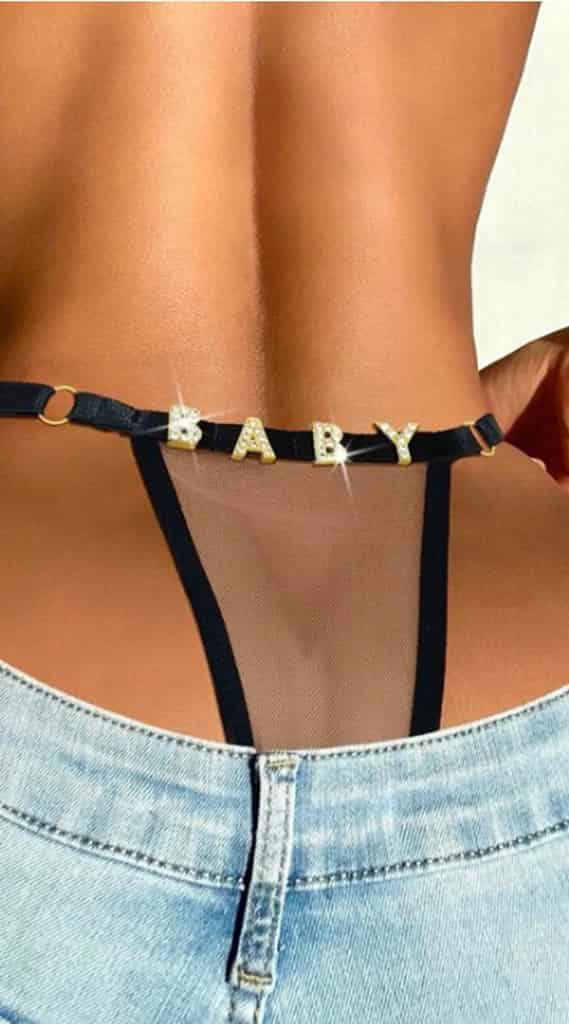 Tanga letras BABY Blanco/Negro SH-438347-BLA-S - miniatura 1