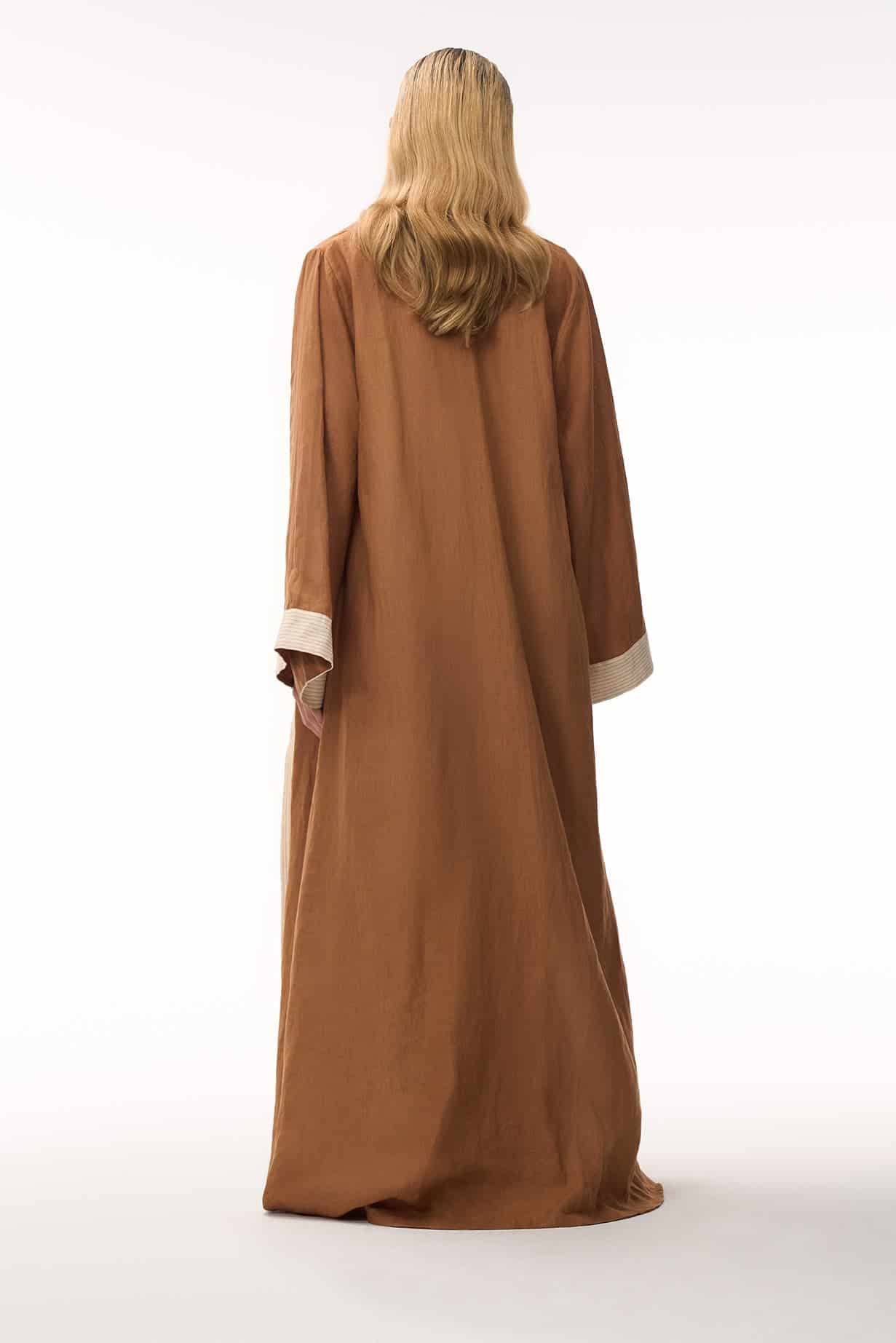 Rafaela Linen Kaftan / Brown & Ivory - miniatura 6