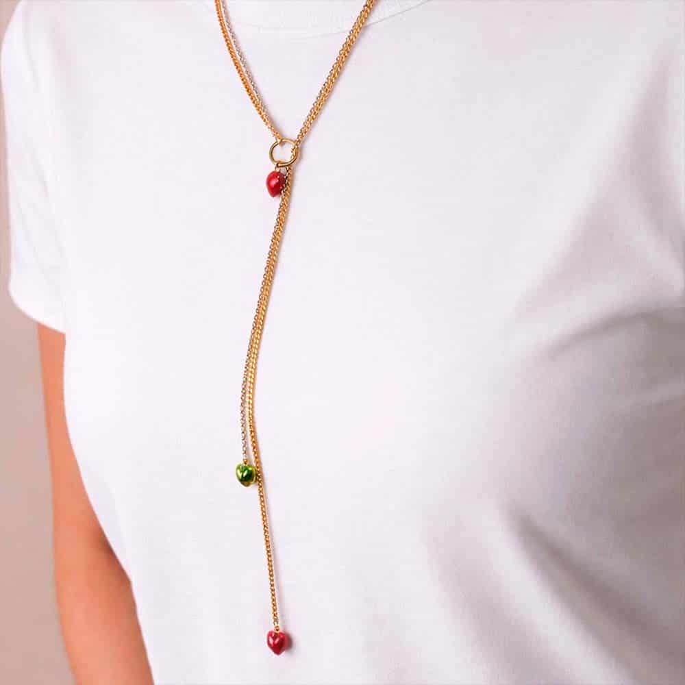 Cadena Steel Hearts Long Gold & Silver - miniatura 2