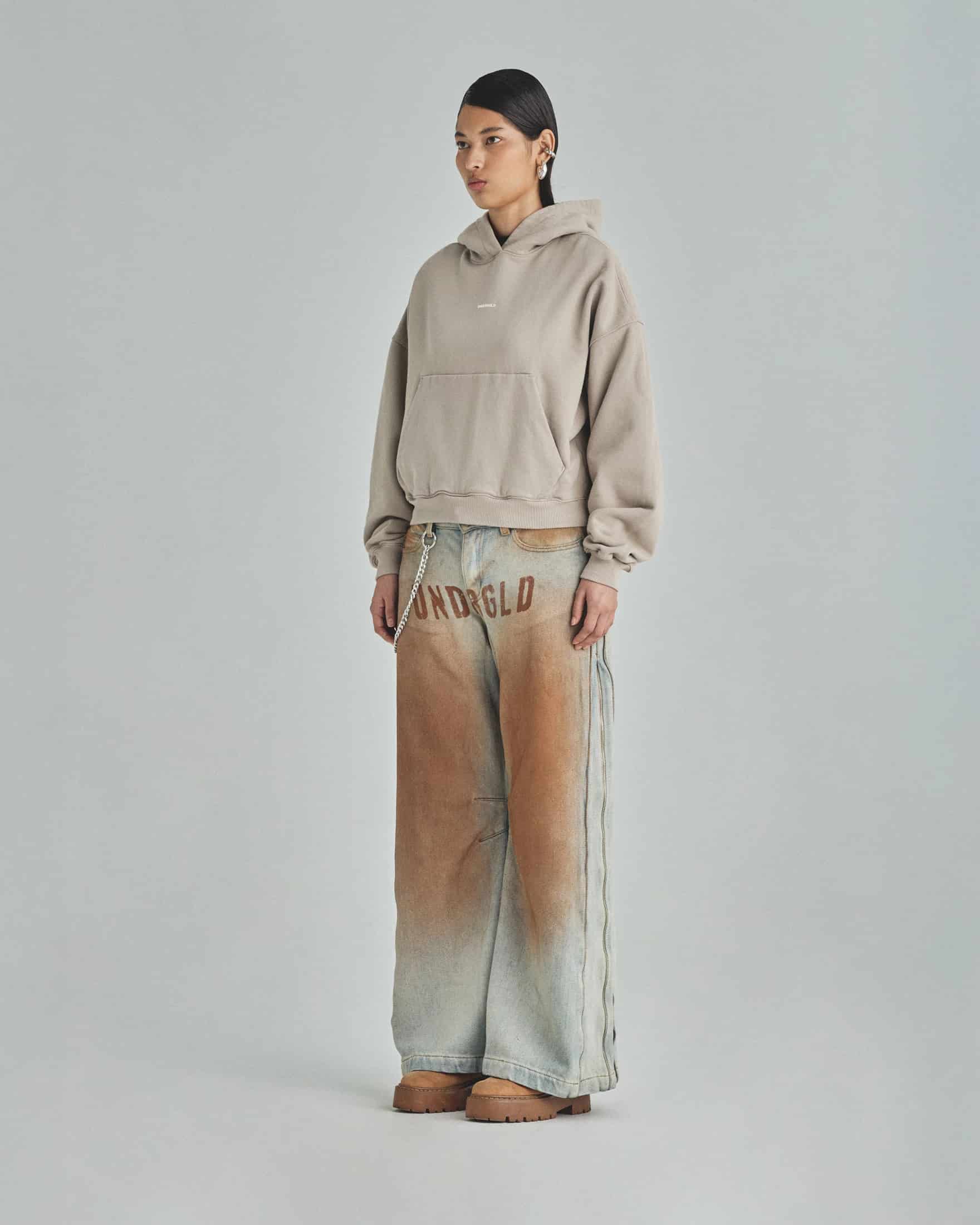 W Basics Undergold Boxy Fit Hoodie Cream - miniatura 5