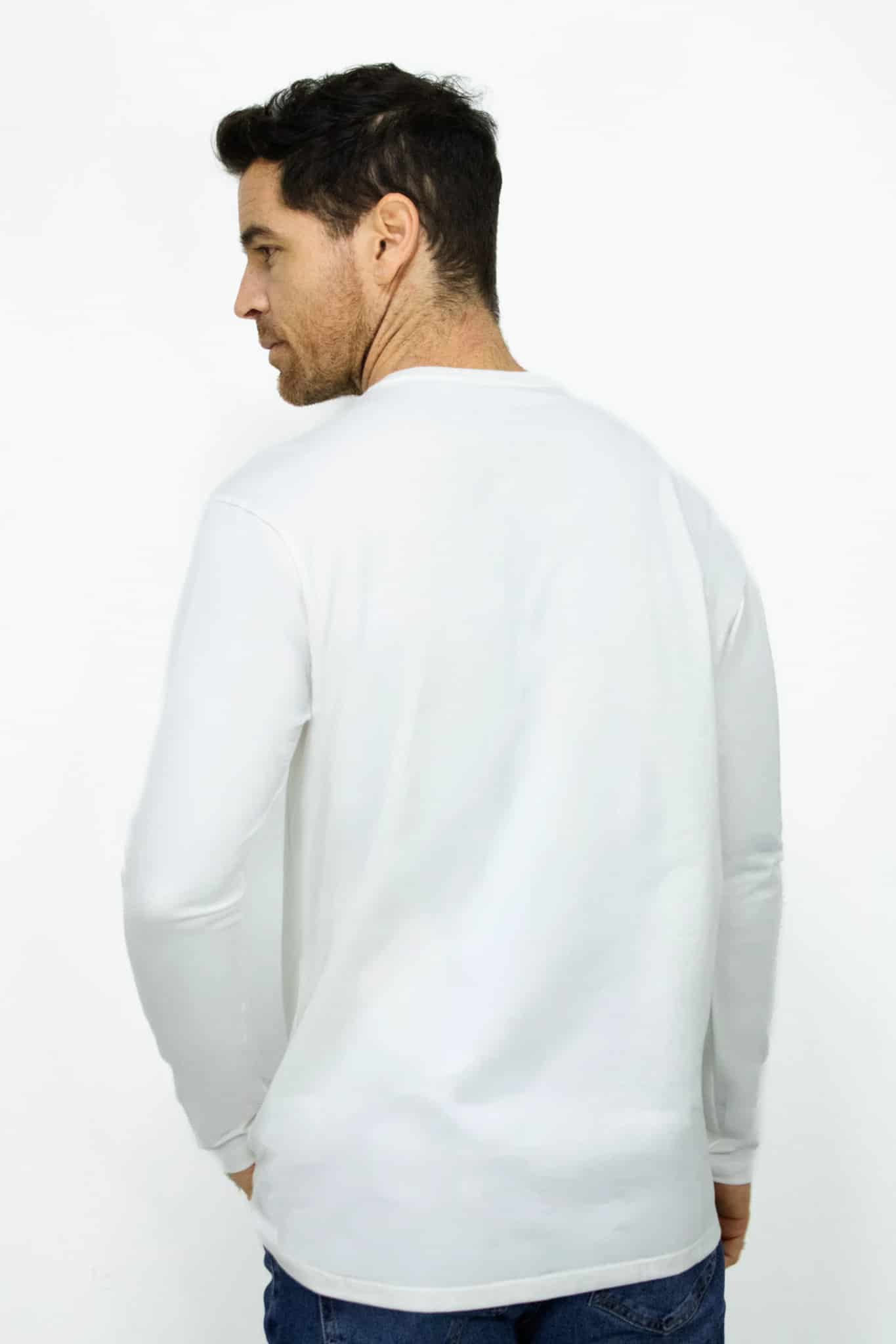 Camibuso Blanco Cuello Henley Manga Larga para Hombre - miniatura 3