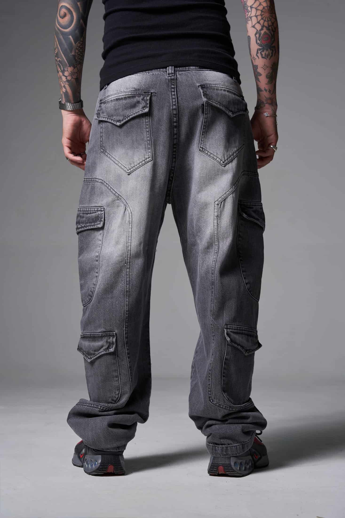 JEANS BAGGY 8 BOLSILLOS PARCHE GRIS CLARO - miniatura 3