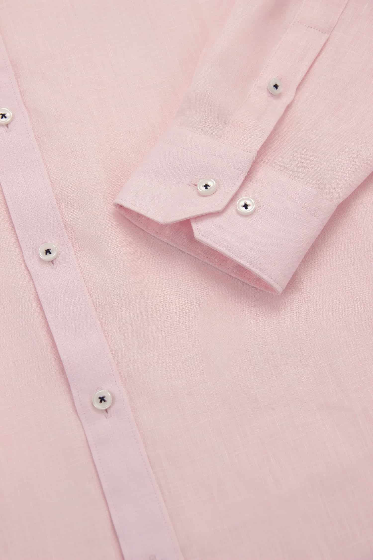 Camisa Button Down Lino Rosa Bebé - miniatura 3