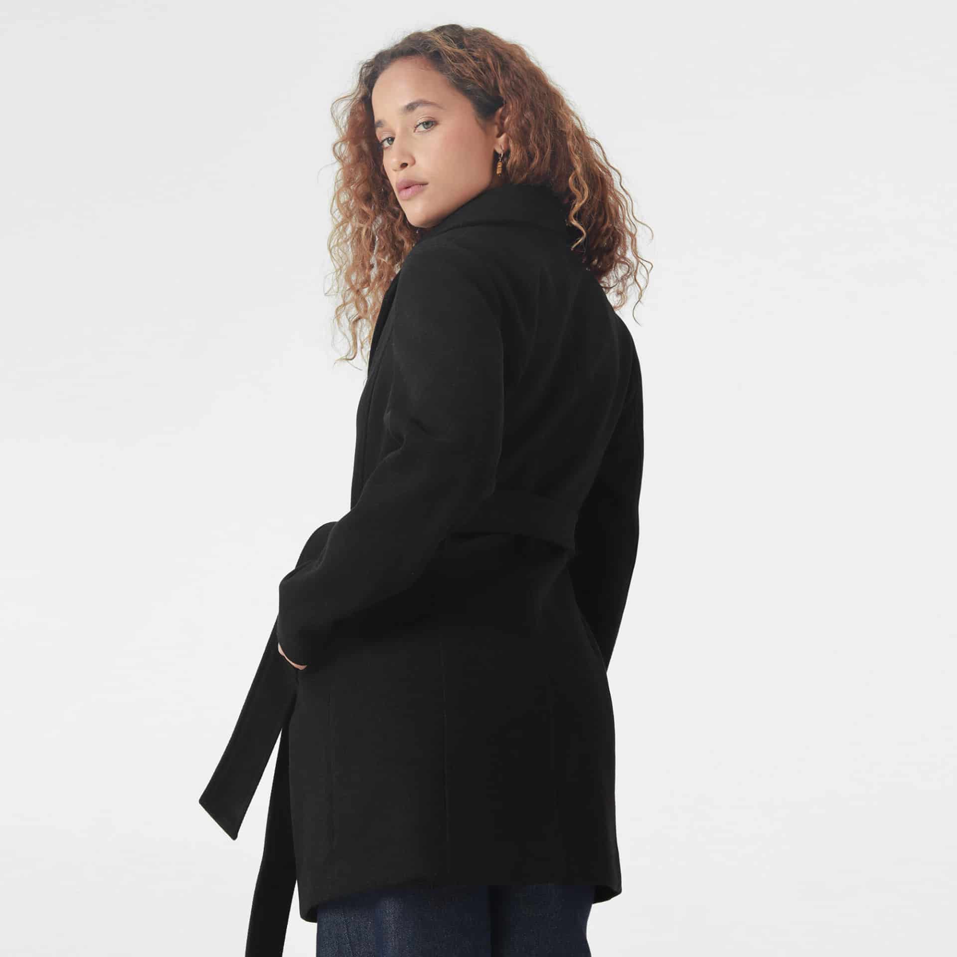 Chaqueta abrigo manga larga cuello solapa con lazo - miniatura 16