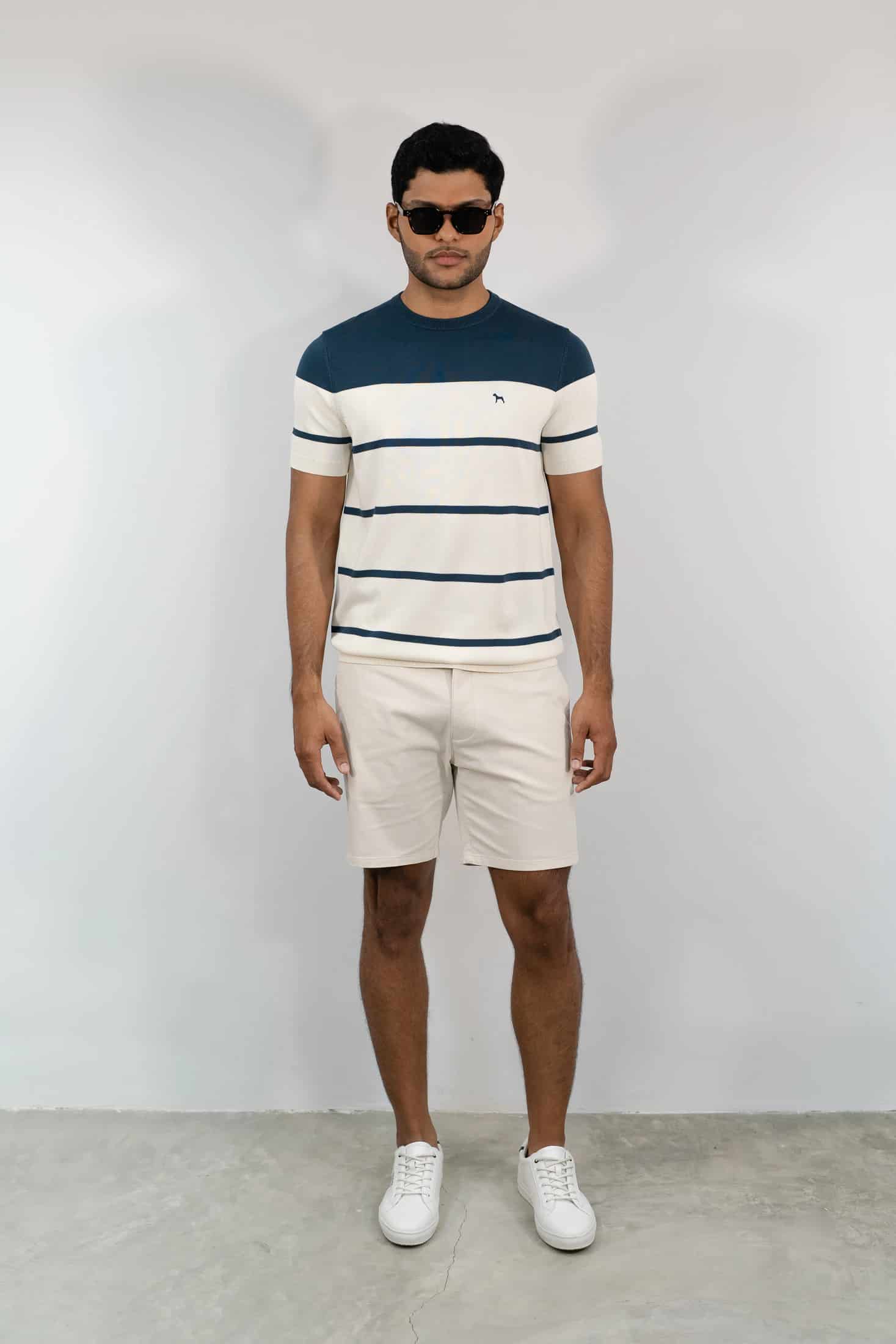 Suéter Fashion Azul Petróleo/Crema - miniatura 1
