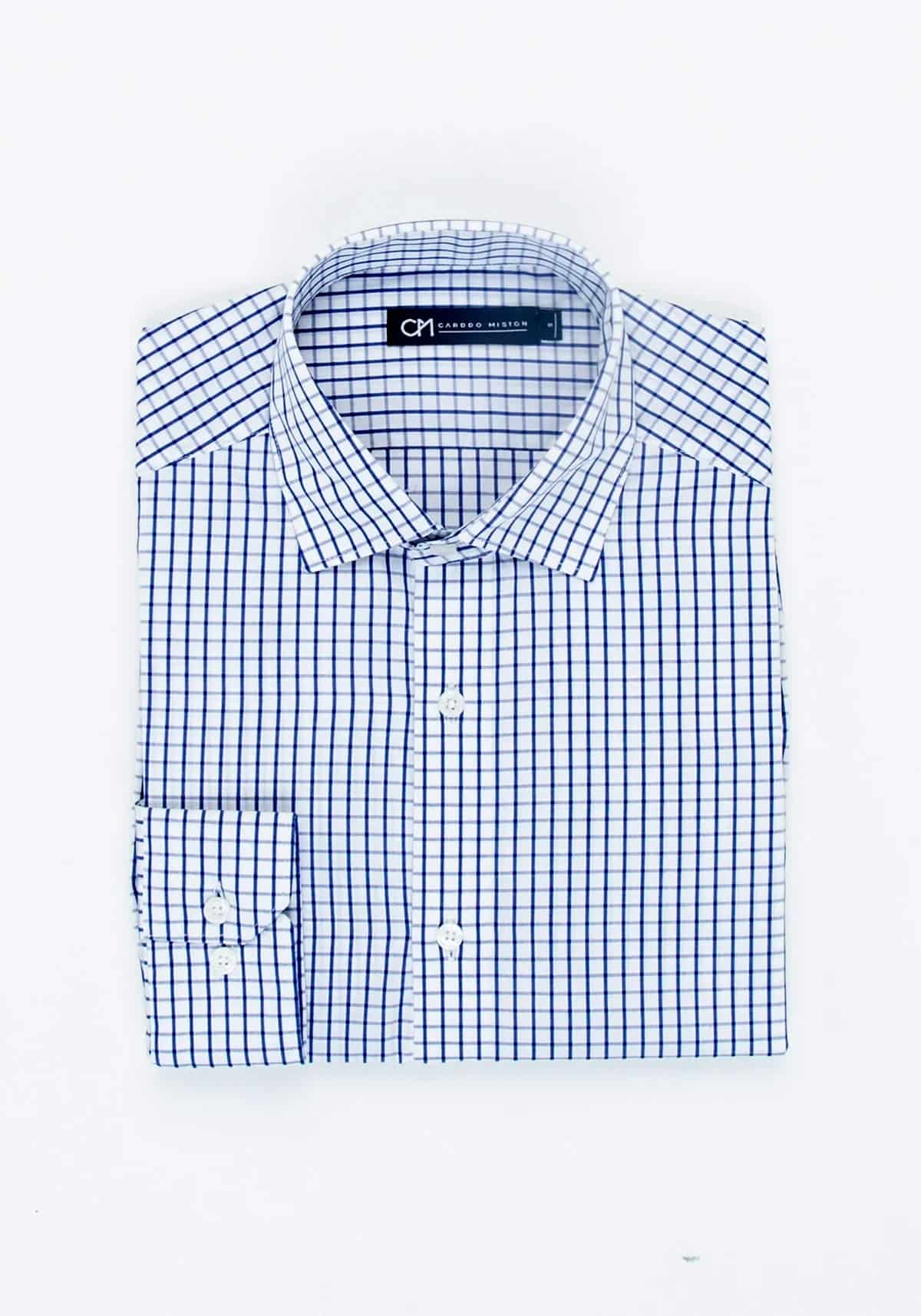 Camisa Popelín Cuadro Ventana Algodón Azul Tinta - miniatura 5