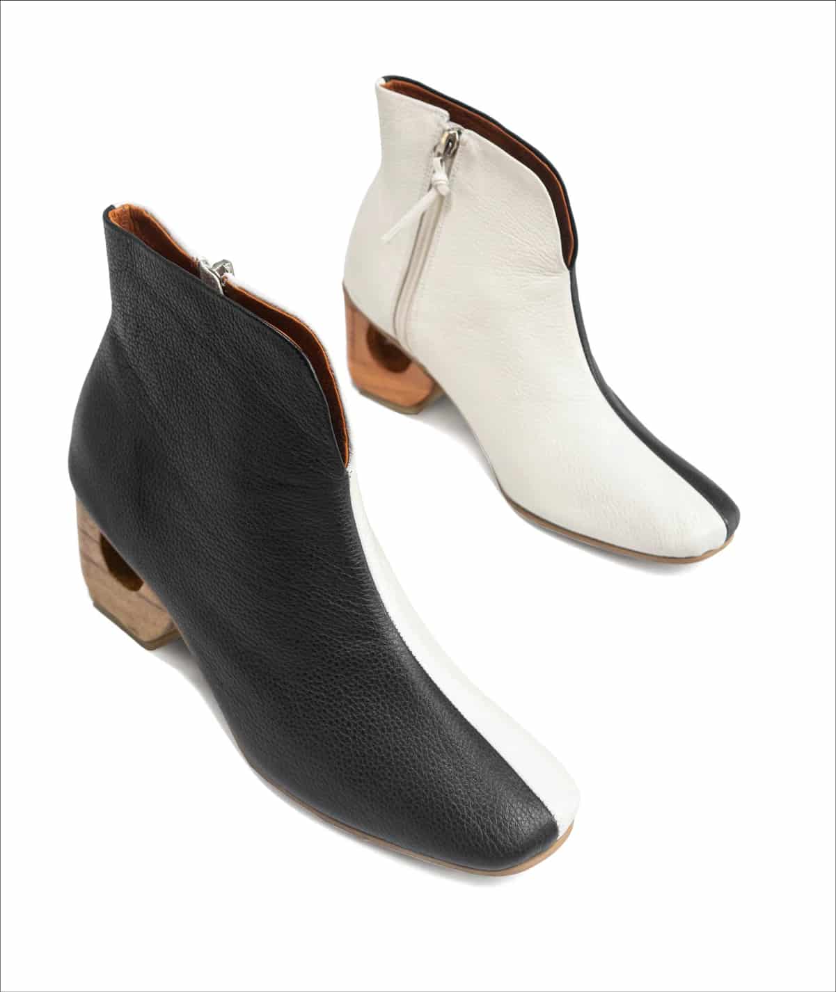 barbra bitono botas en cuero genuino con tacon en madera - miniatura 1