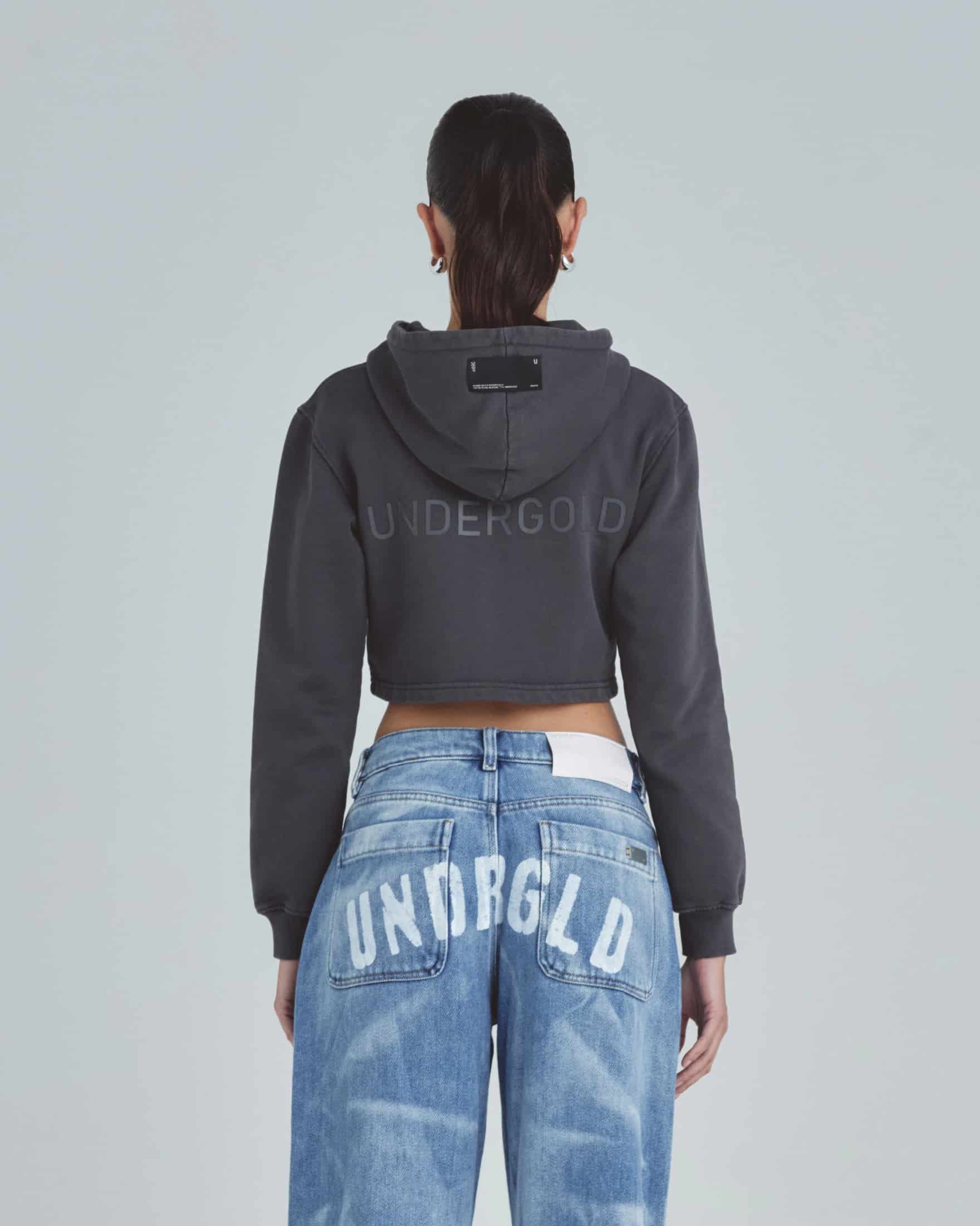 Line Basic Slim Fit Zip Up Cropped Hoodie Dark Gray - miniatura 5