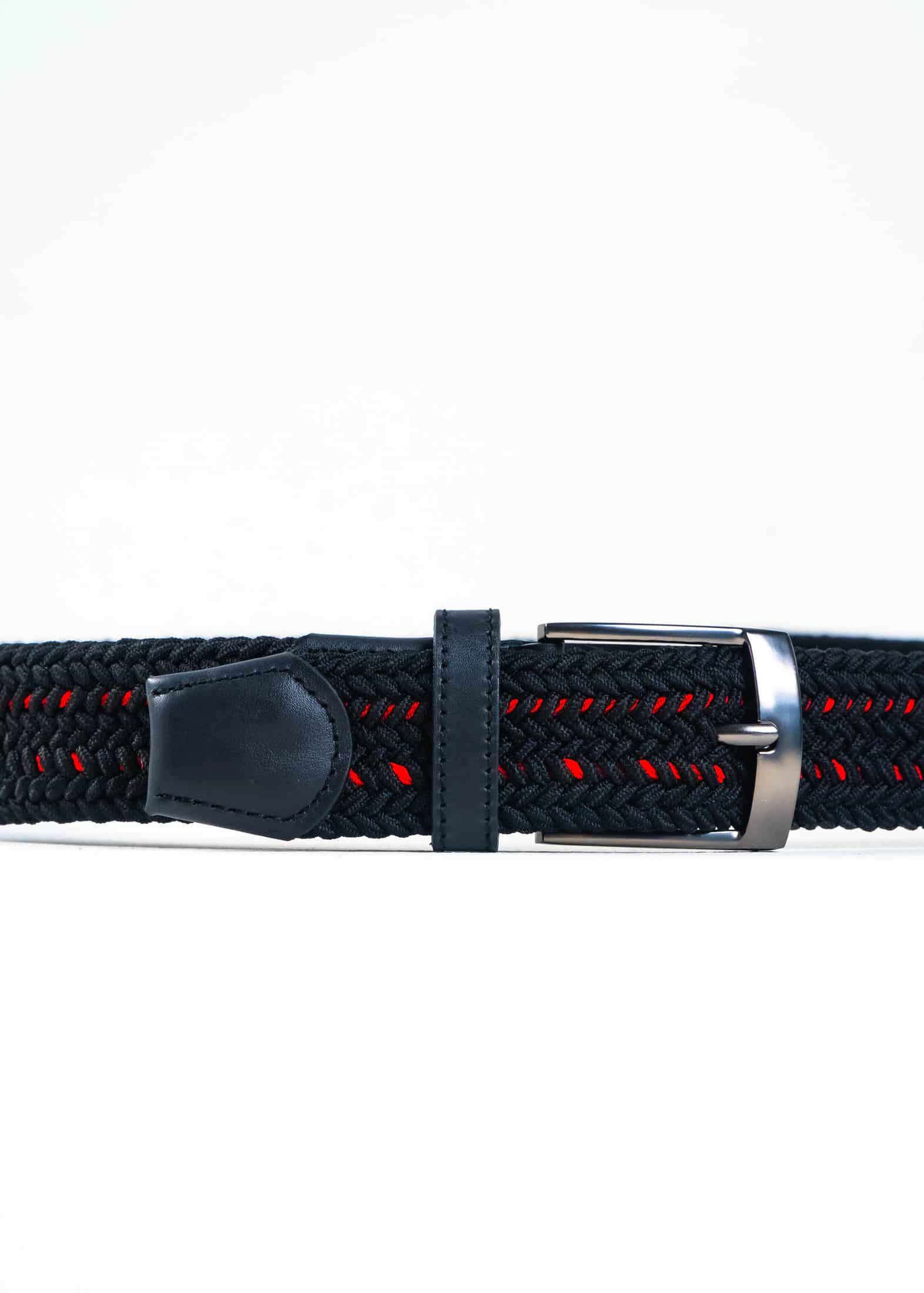 Cinturón Trenzado Elástico Rojo - Negro - miniatura 3