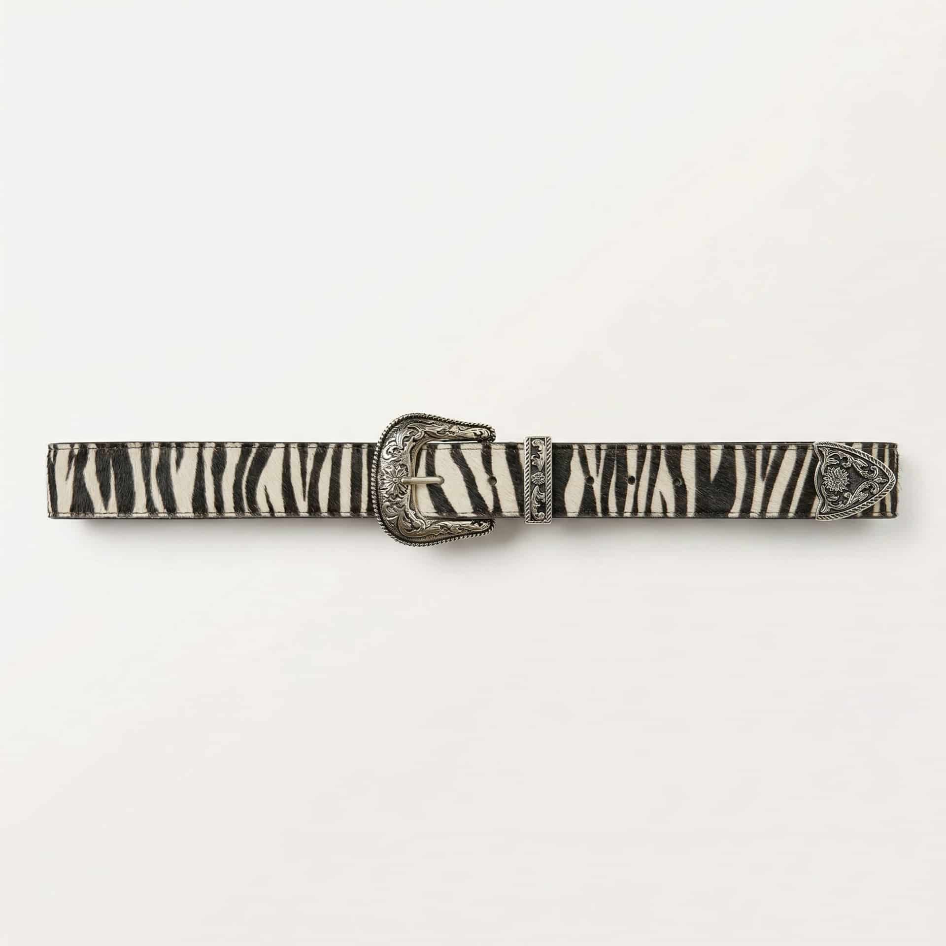 Cinturón de Cuero Zebra con Hebilla Western – Diseño de Autor - miniatura 1
