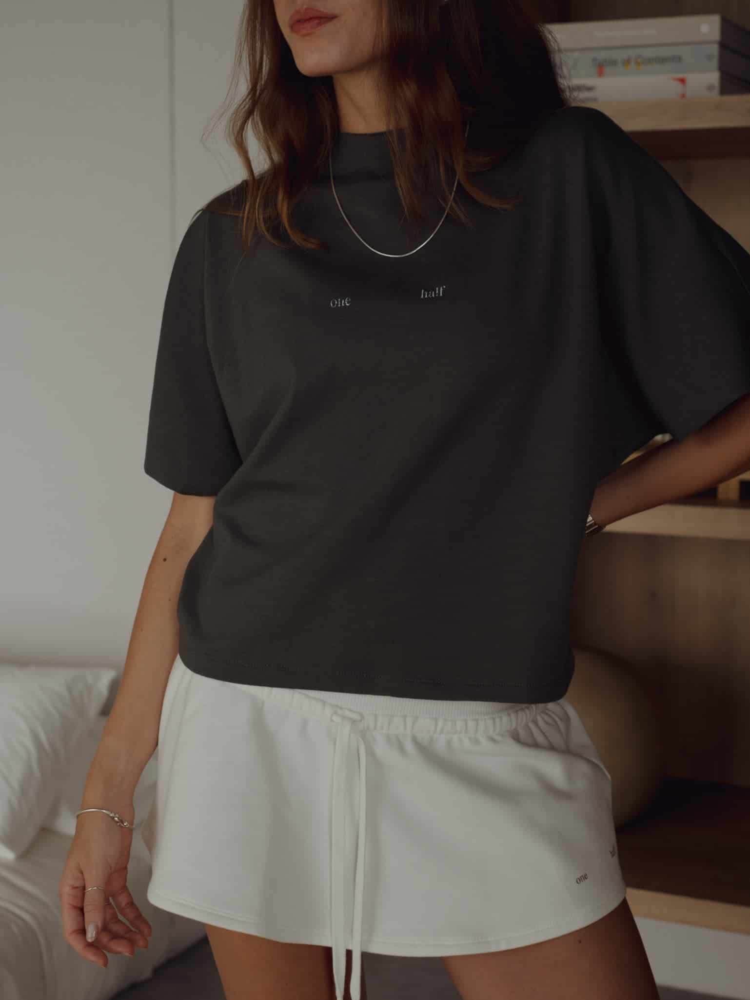 ONE HALF ROLLED SLEEVE T-SHIRT - GRAY - miniatura 1