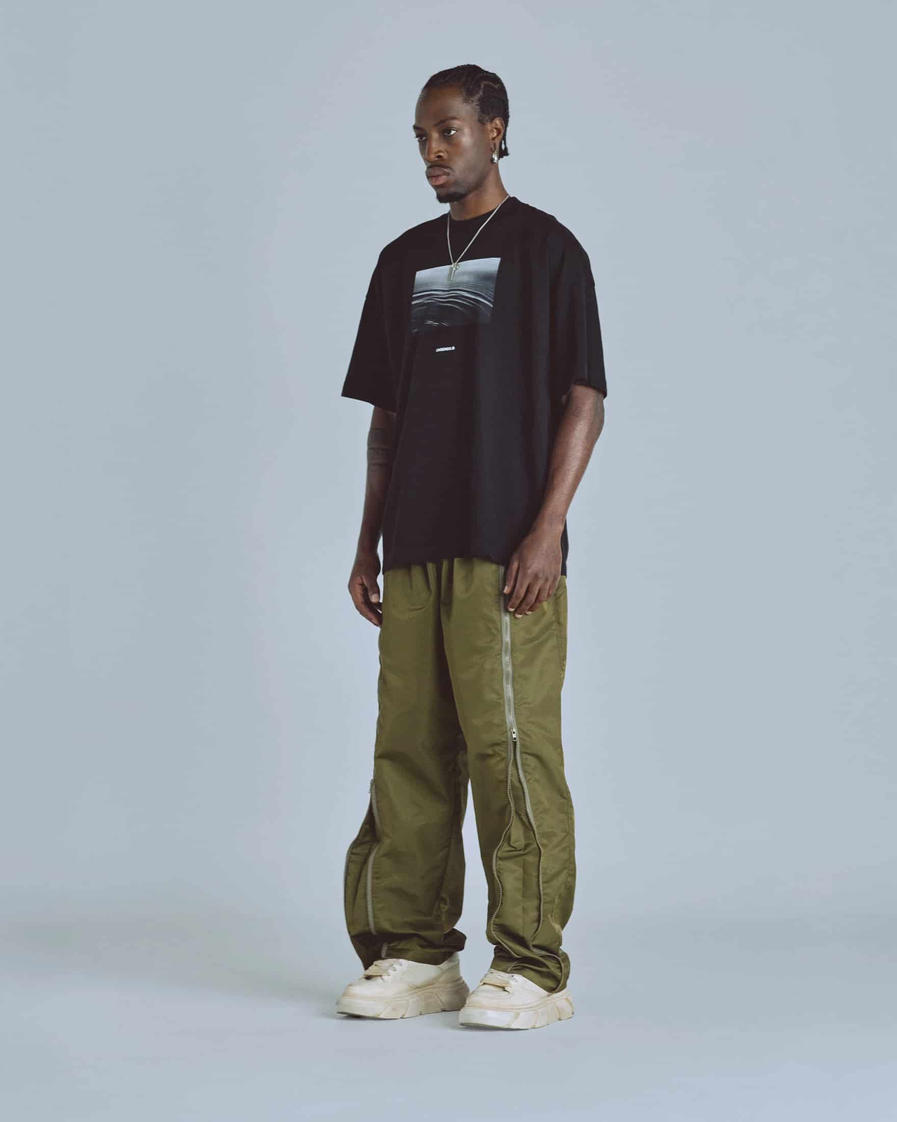 Basics Panelled Zip Up Cargo Pants Green - miniatura 5