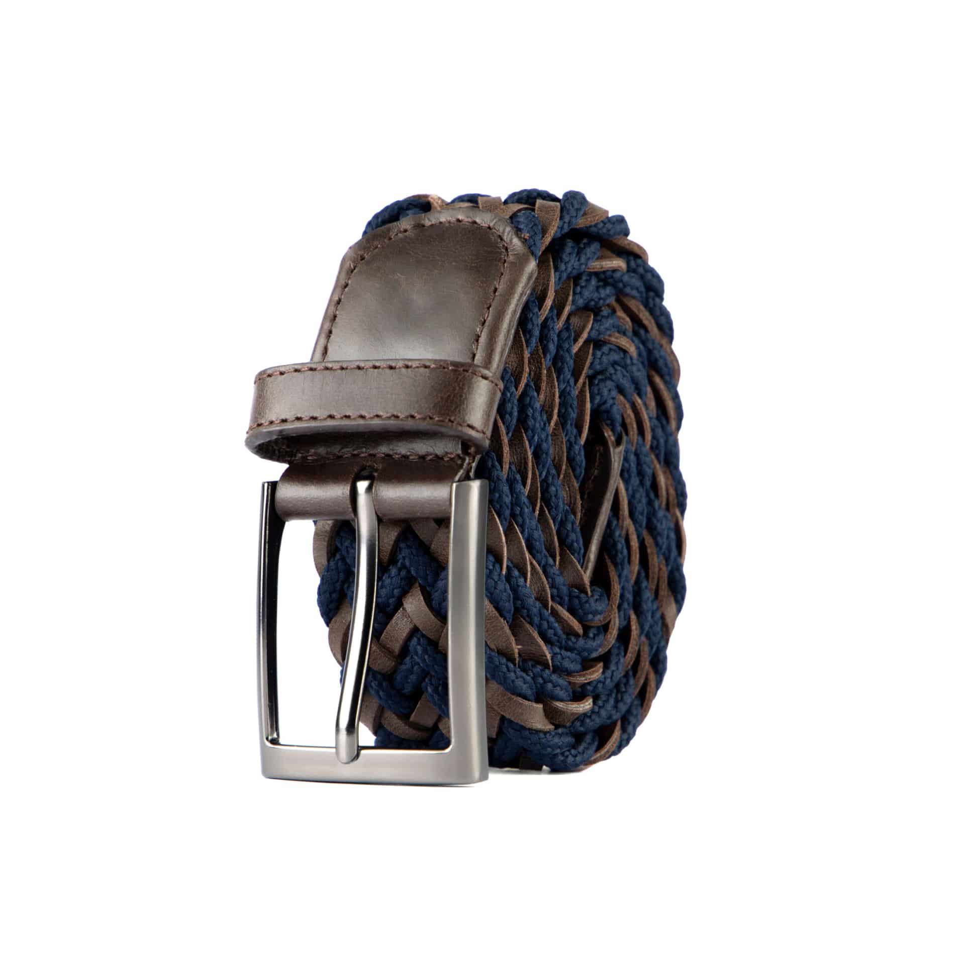 CINTURÓN LEATHER FUSION Azul-Café - miniatura 4