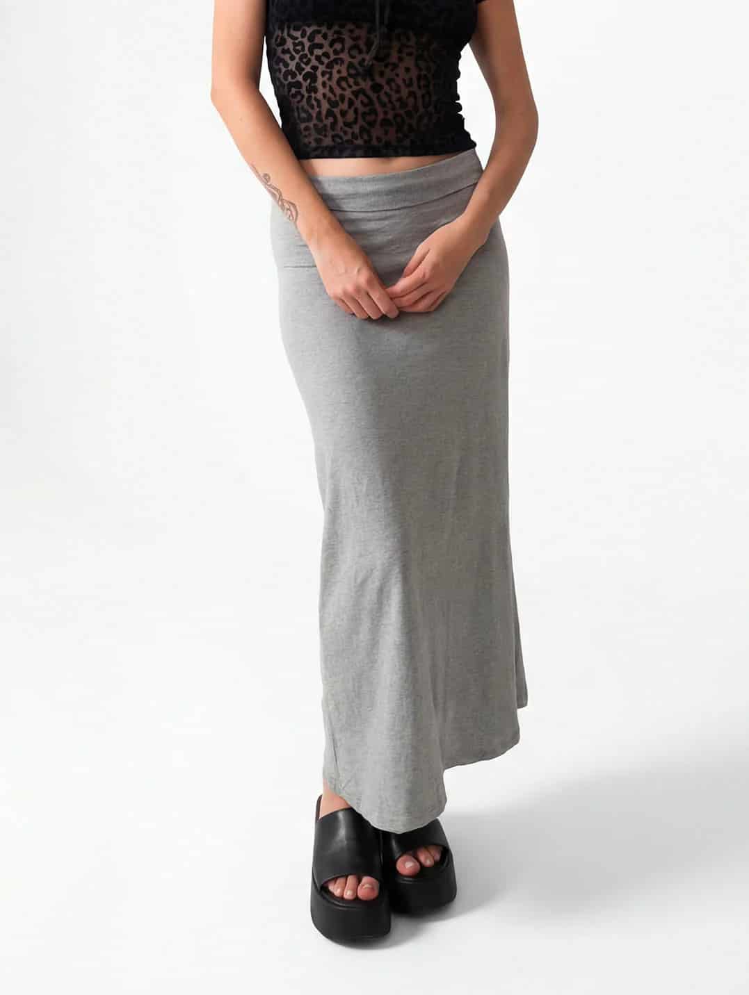 GREY SLIT SKIRT - miniatura 5