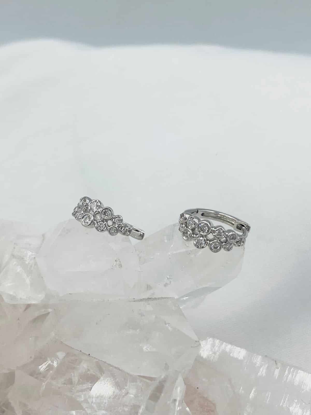 Aretes Diamantes estilo candongas en Oro Blanco 18K #1 - miniatura 1