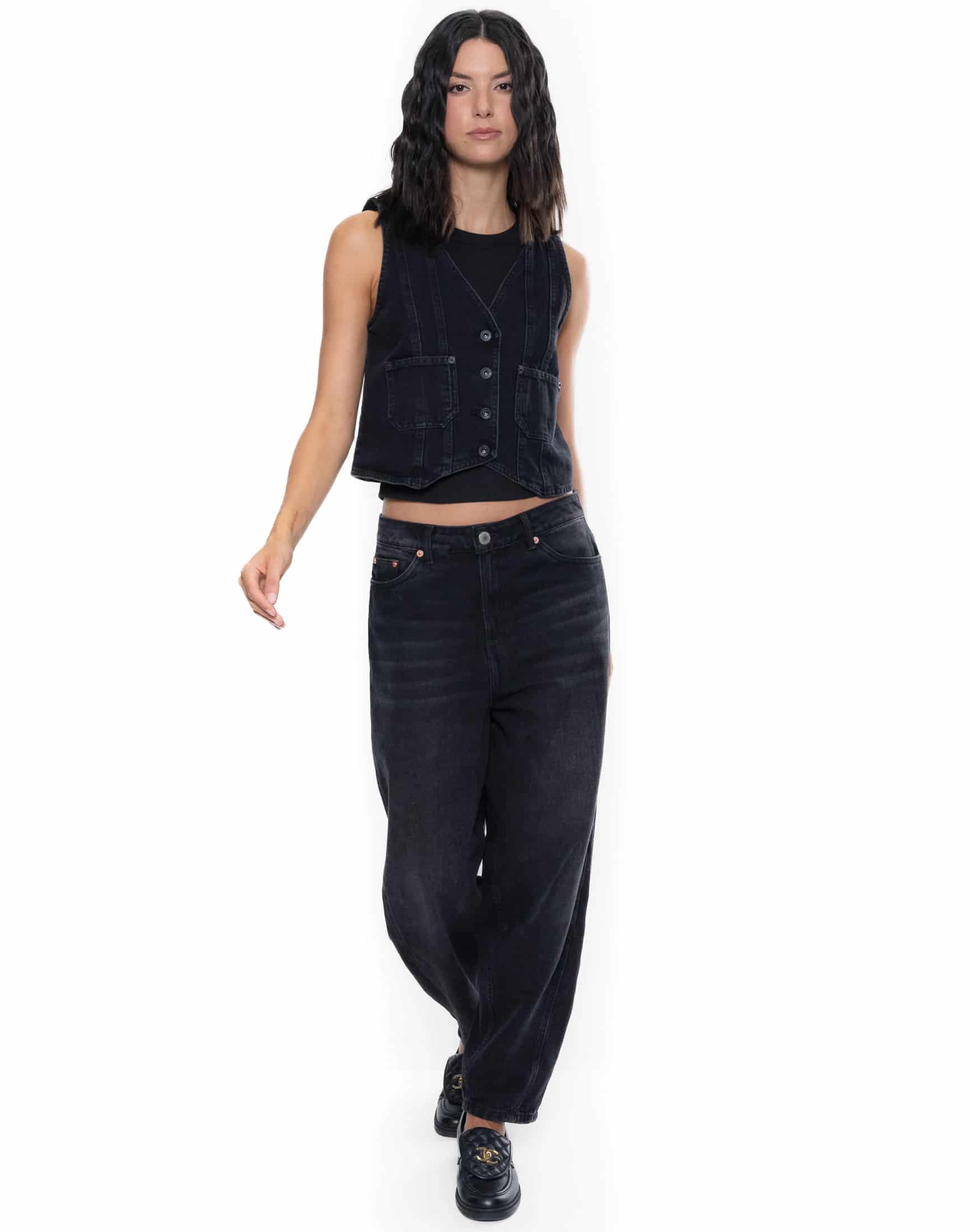 Chaleco Denim Negro Con Bolsillos - miniatura 9