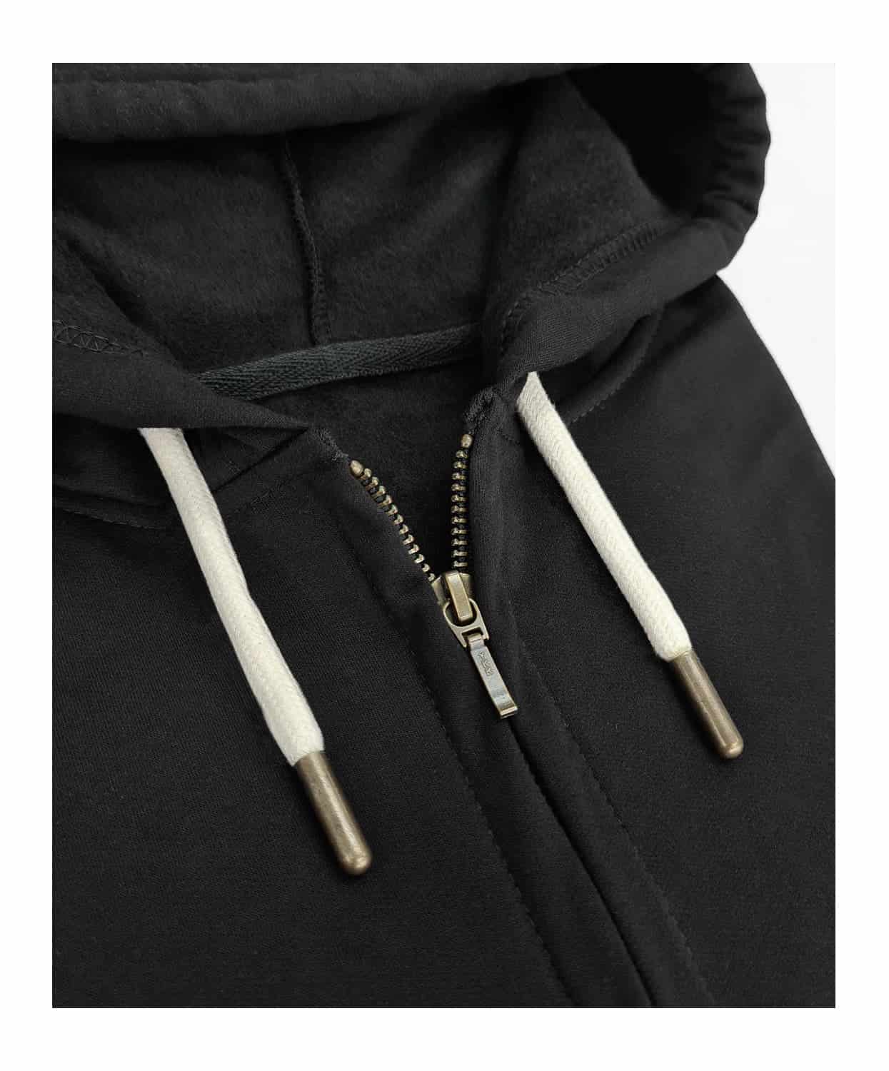 Buzo abierto con Capota Mujer Negro - miniatura 9