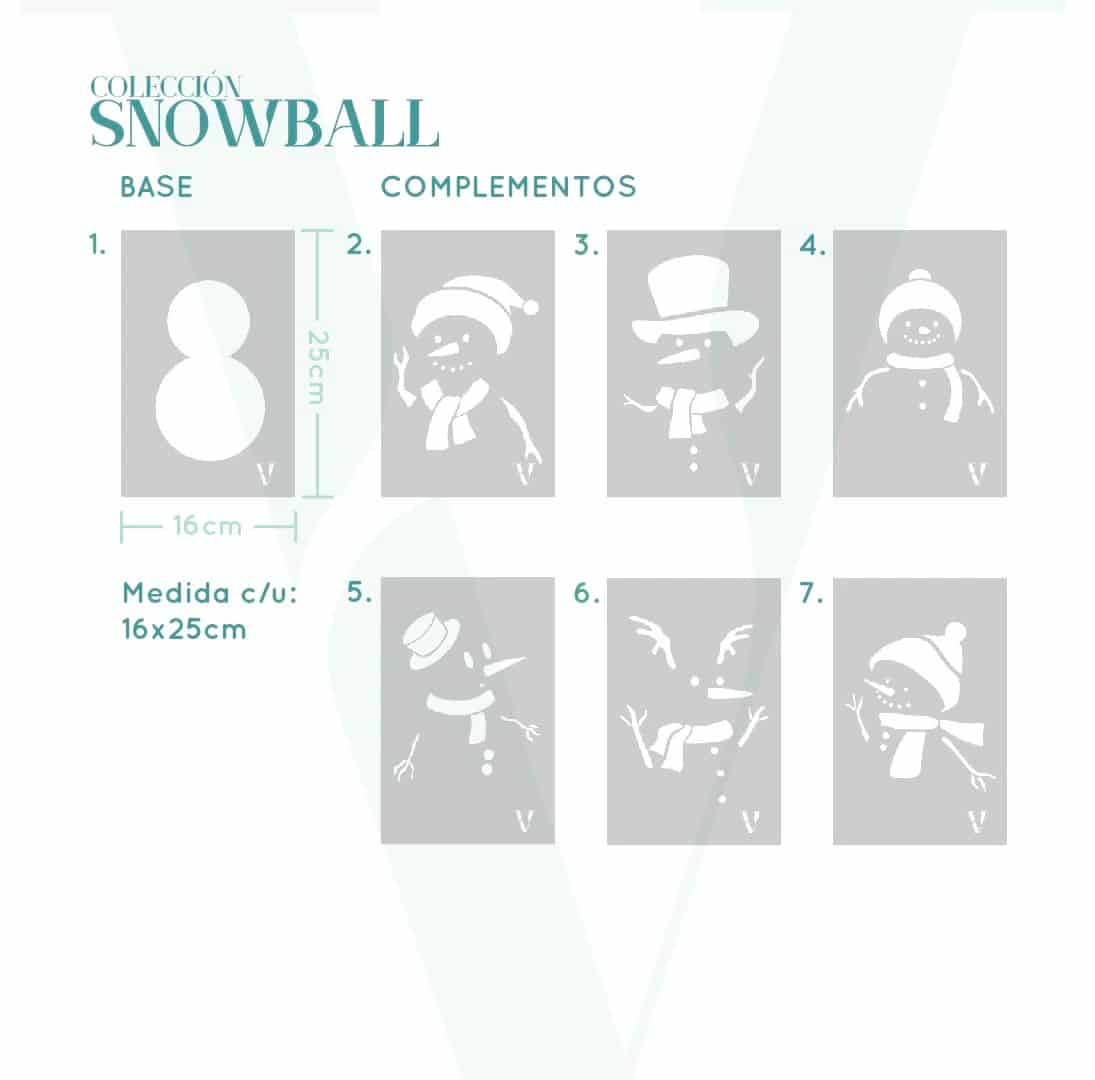 Plantillas para pintar, Vamarú Stencils, Colección Snowball 25x16cm, 7und - miniatura 3