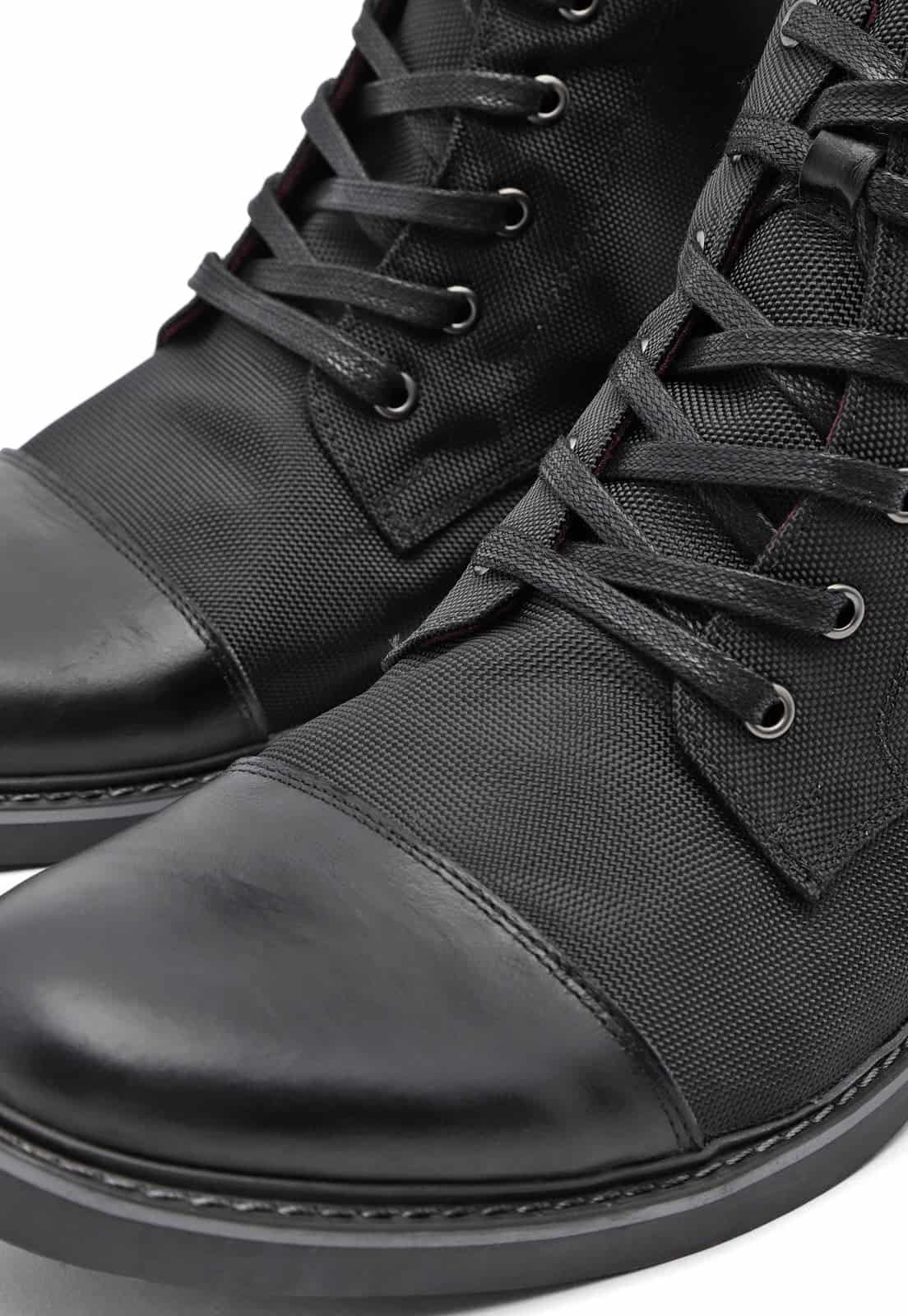 Botas negras en lona y cuero - miniatura 2