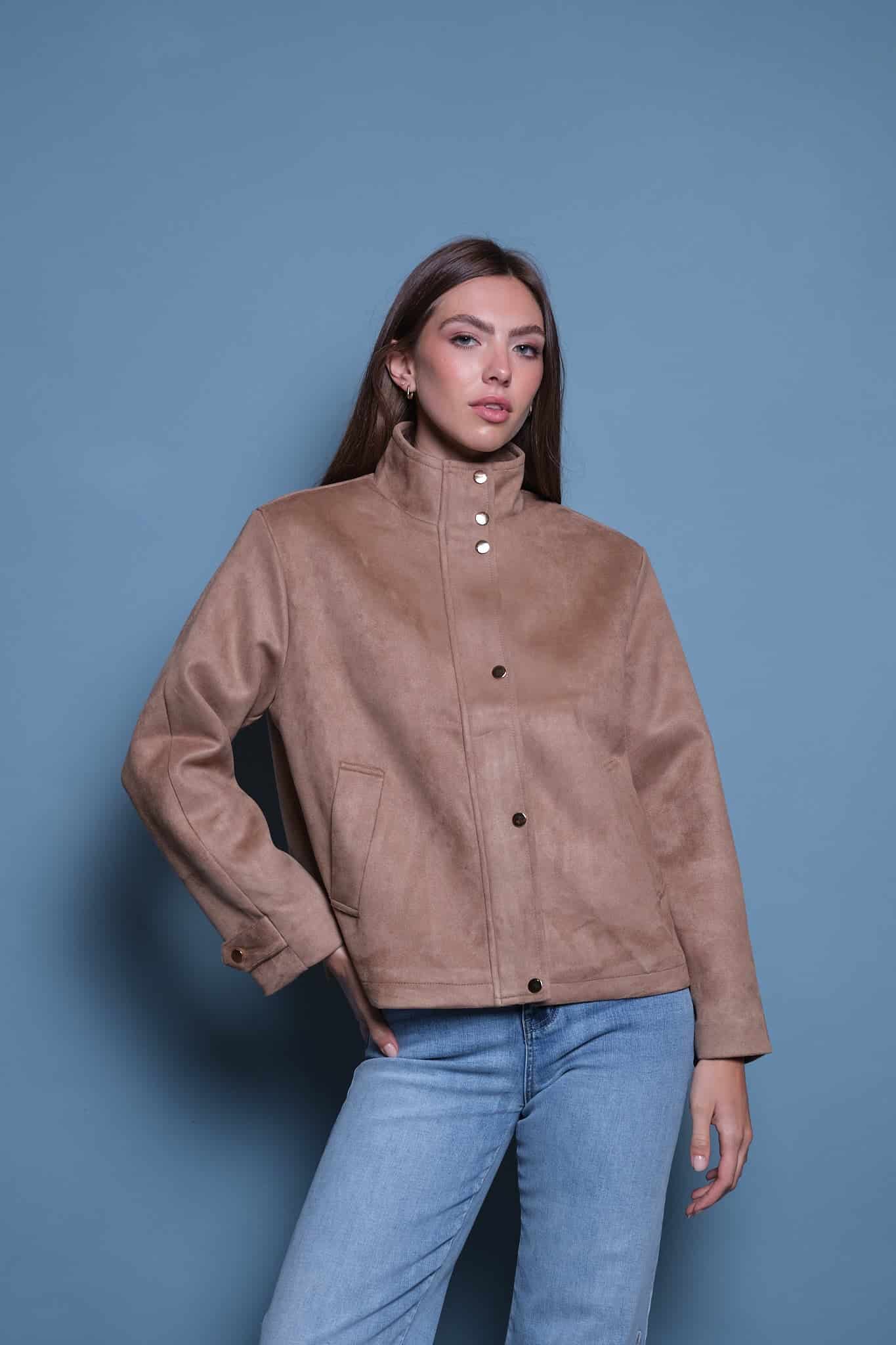 CHAQUETA GAMUZA CUELLO FUNNEL CAFE - miniatura 1