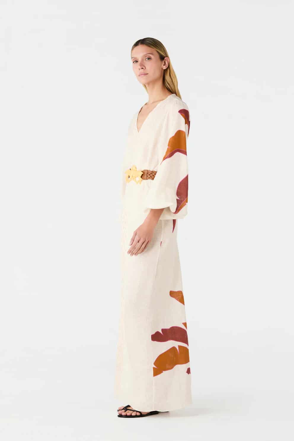Hojarasca Linen Maxi Dress / Fuchsia Palm - miniatura 4