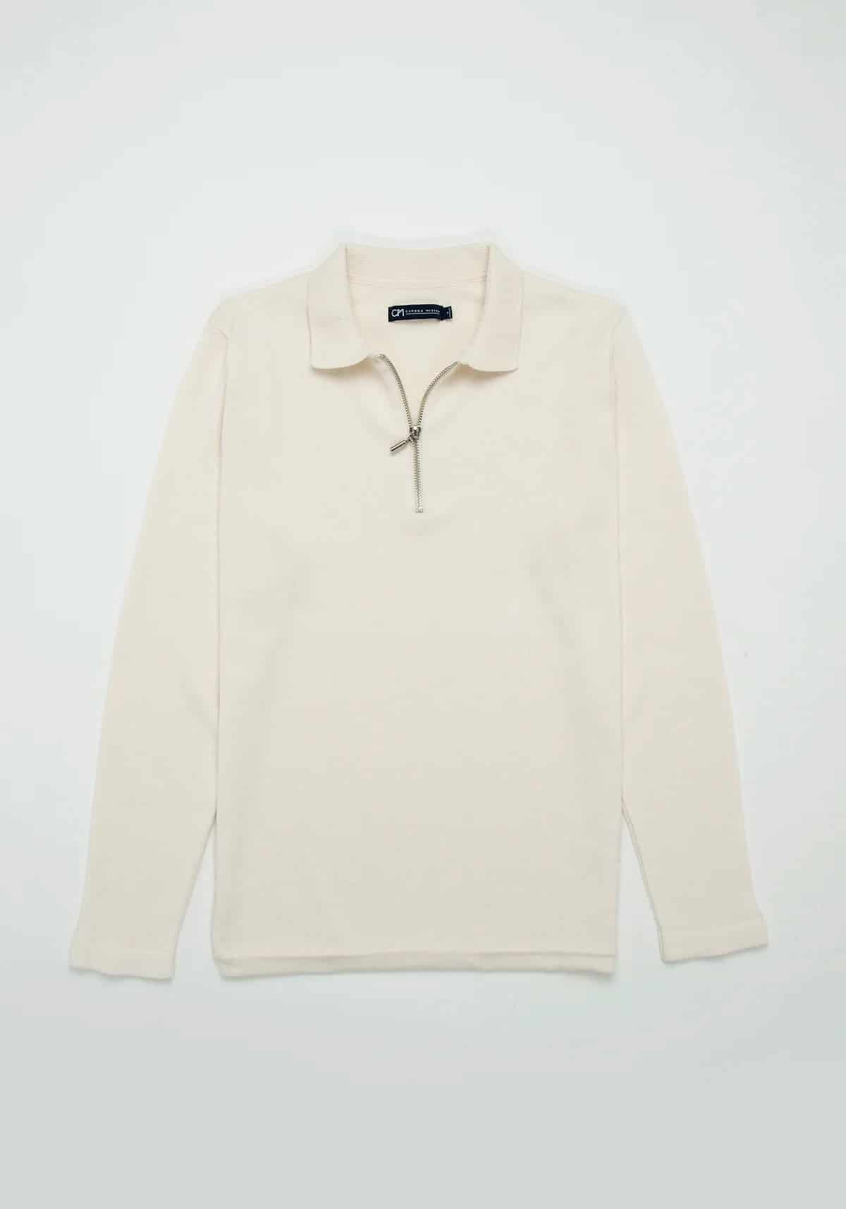 Saco Camisero Half Zip Algodón Crema - miniatura 1