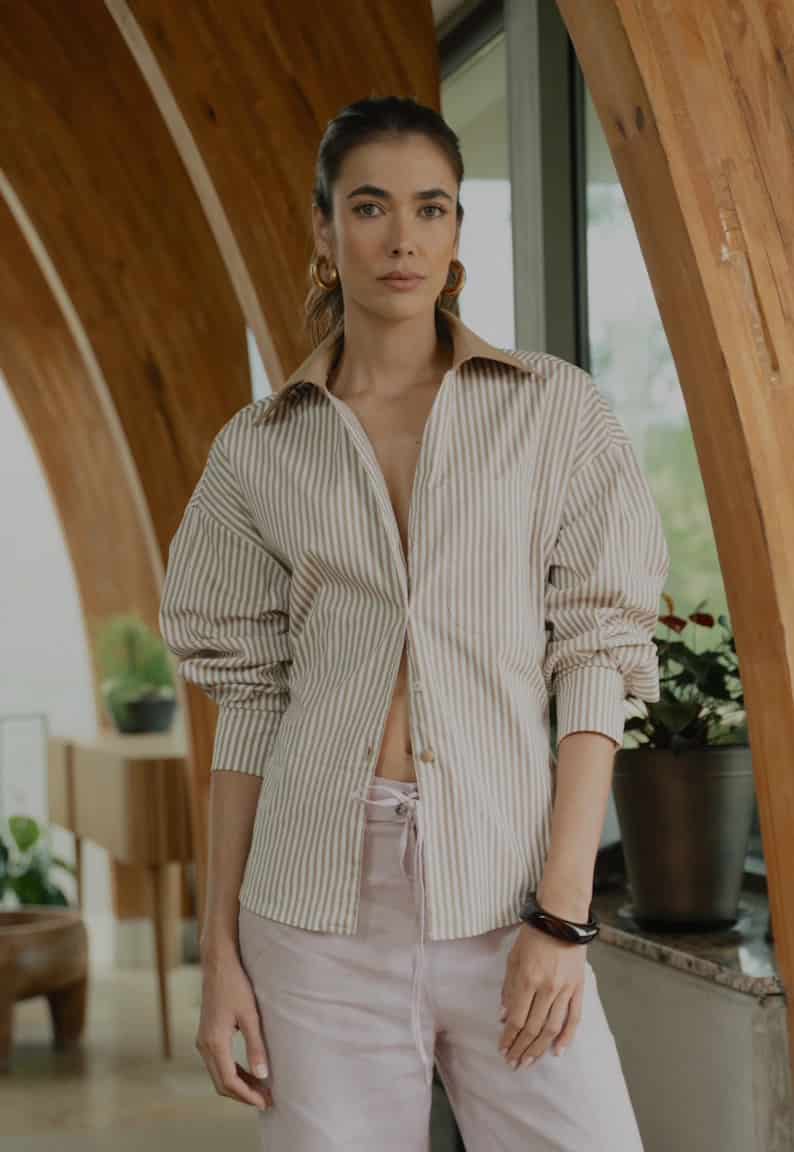 Camisa Aura de algodón | Rayas Caramel - miniatura 1