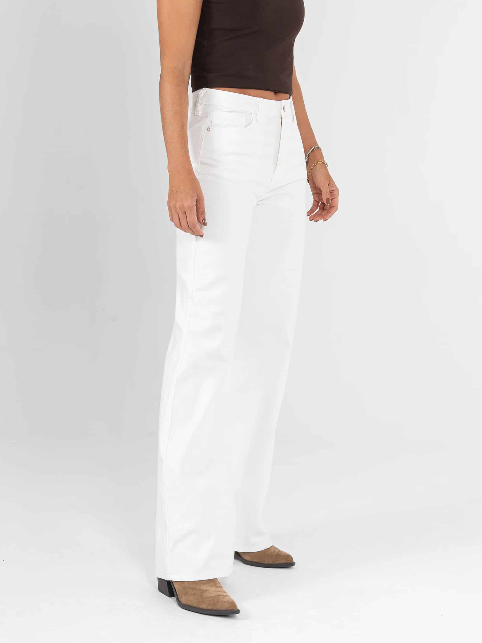 Ref: 0620236 Pantalón mom flare, rígido, tiro alto, ivory. - miniatura 3