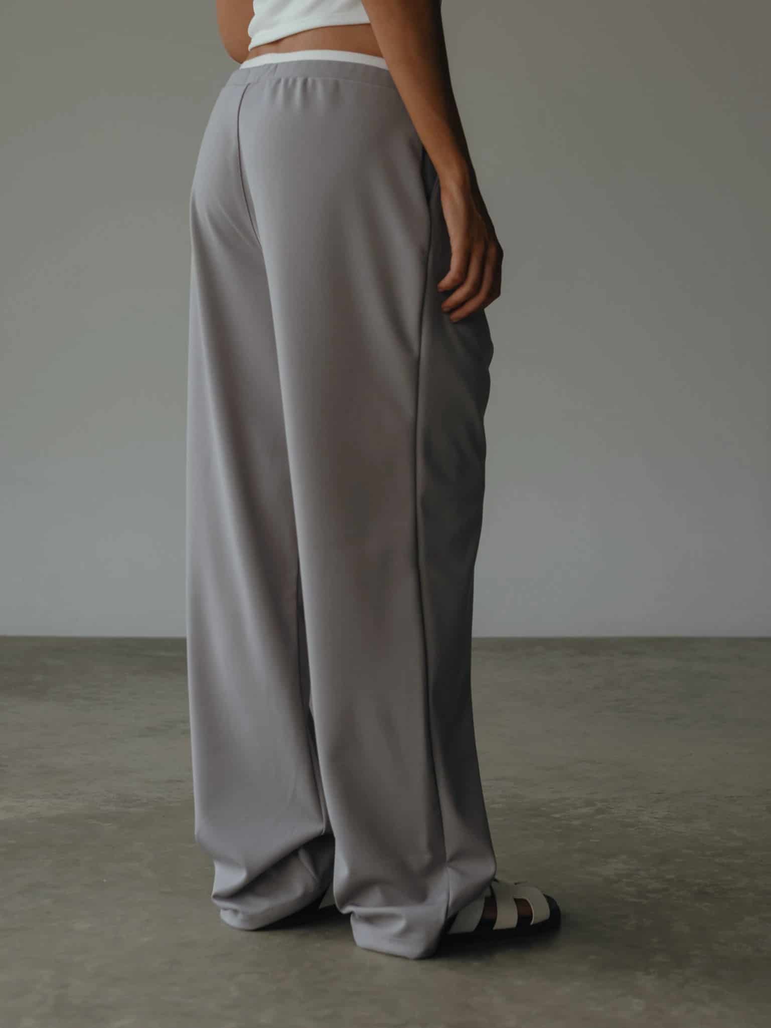 WIDE LEG BAND PANT - LIGHT GRAY - miniatura 8