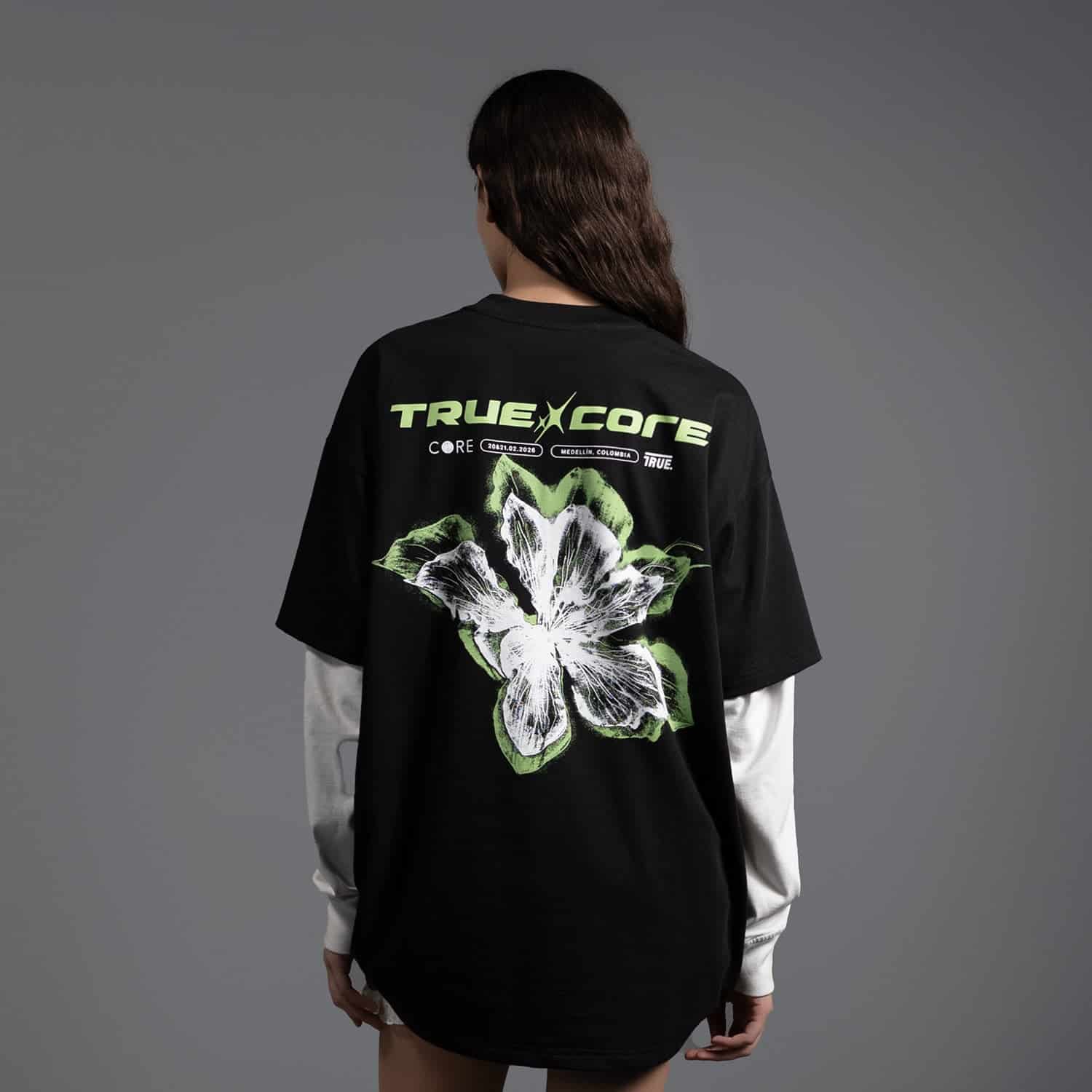 Flower Oversized T-Shirt - Black - miniatura 4