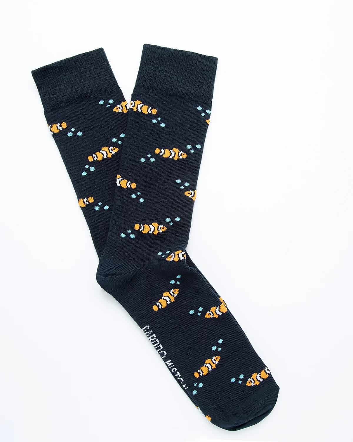 Medias Algodón Estampado Peces - Fondo Azul - miniatura 1