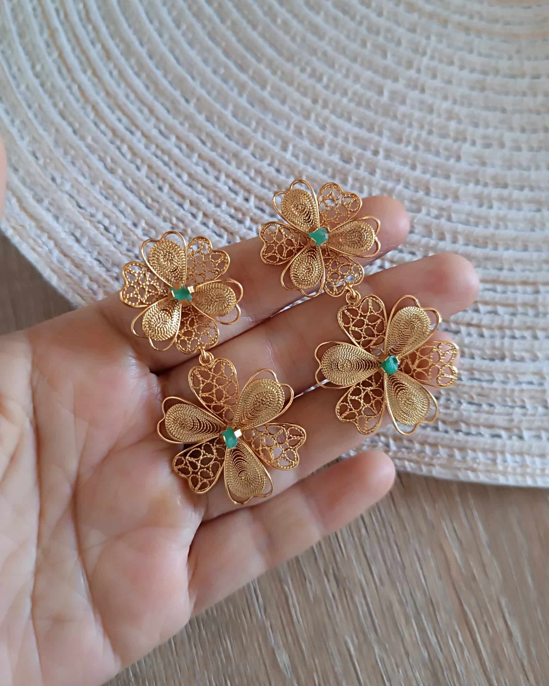 Aretes doble flor, Barbara - miniatura 5