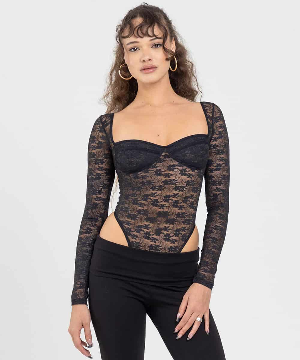 LACE BLACK BODYSUIT - miniatura 3