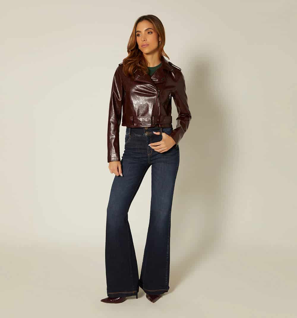 Chaqueta biker con cinturon - miniatura 2