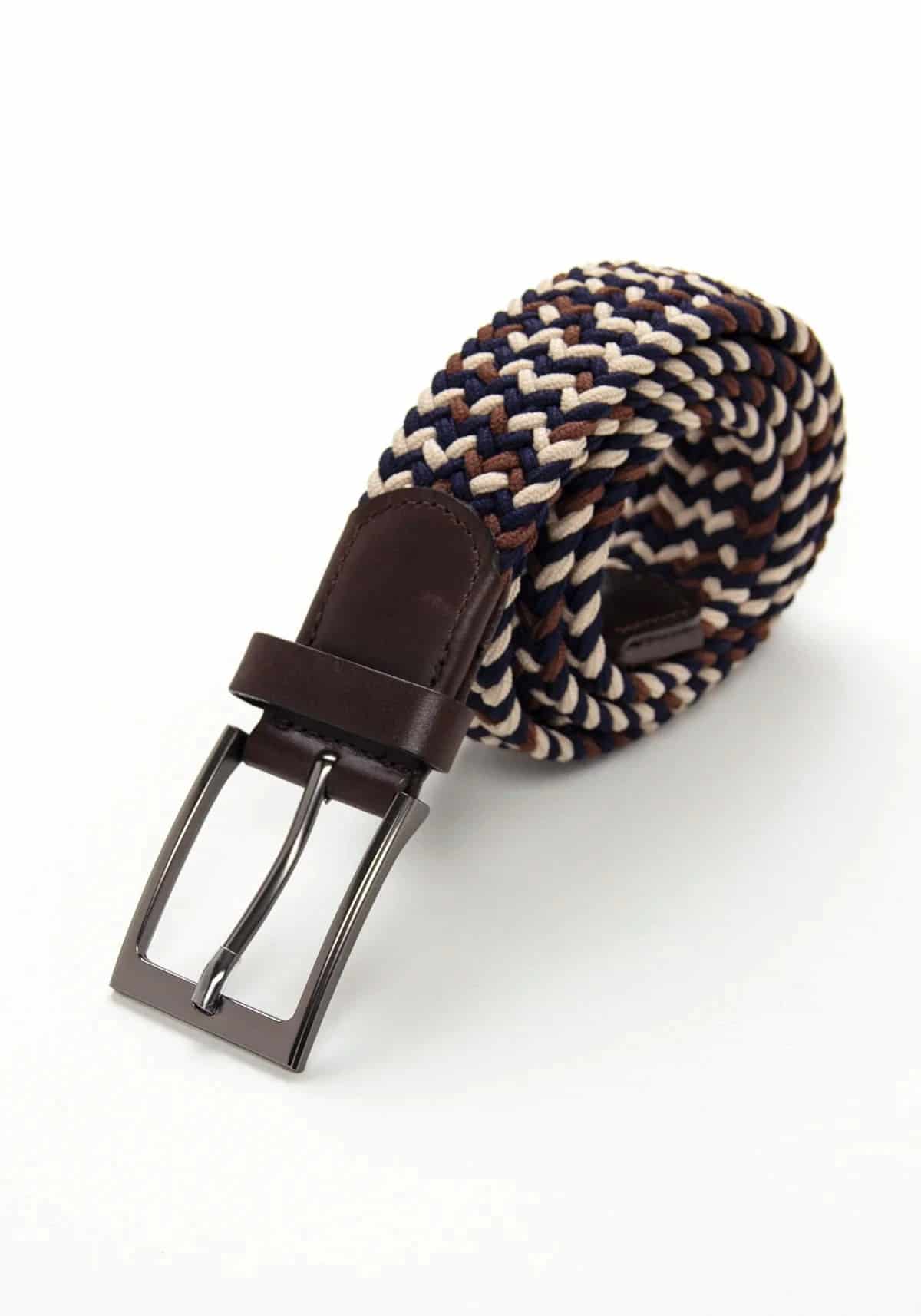 Cinturón Trenzado Elástico Kaki - Chocolate - Azul - miniatura 1