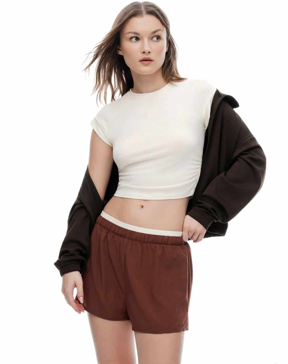 Short deportivo café mujer - miniatura 3